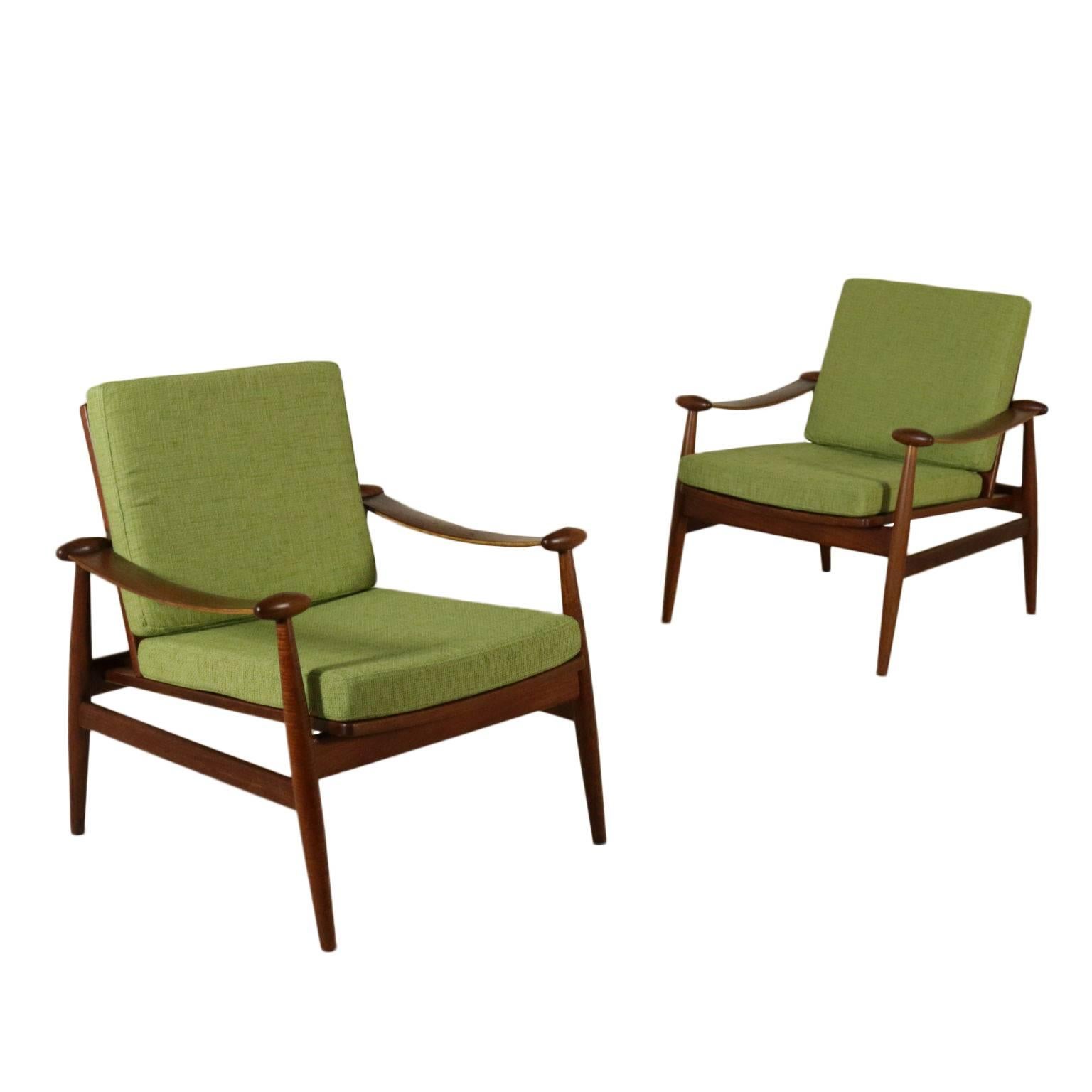 Pair of Armchairs Designed by Finn Juhl Teak Vintage, Italy, 1950s-1960s