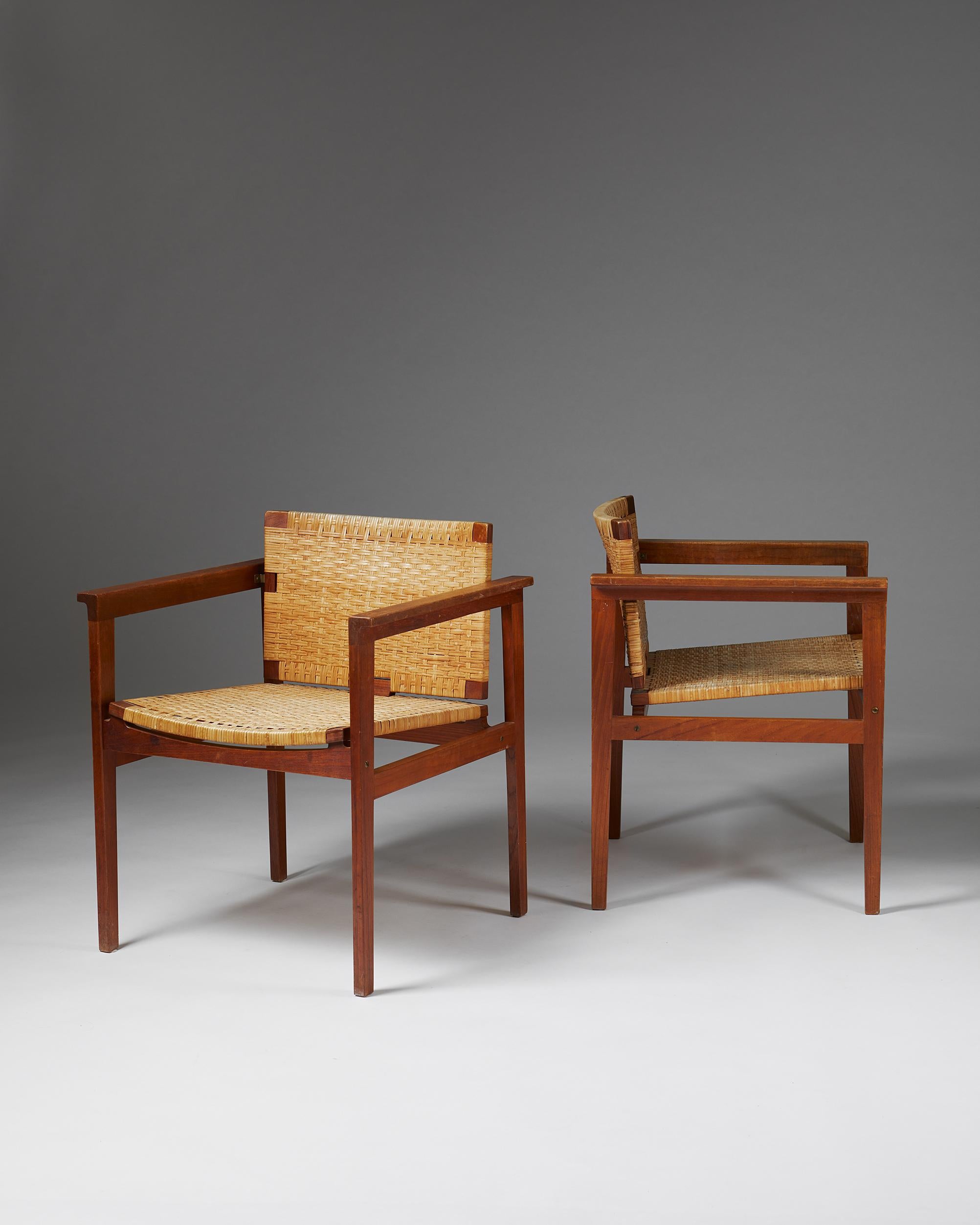 Mid-Century Modern Pair of Armchairs Designed by H Brockman Pedersen, Denmark, 1950's