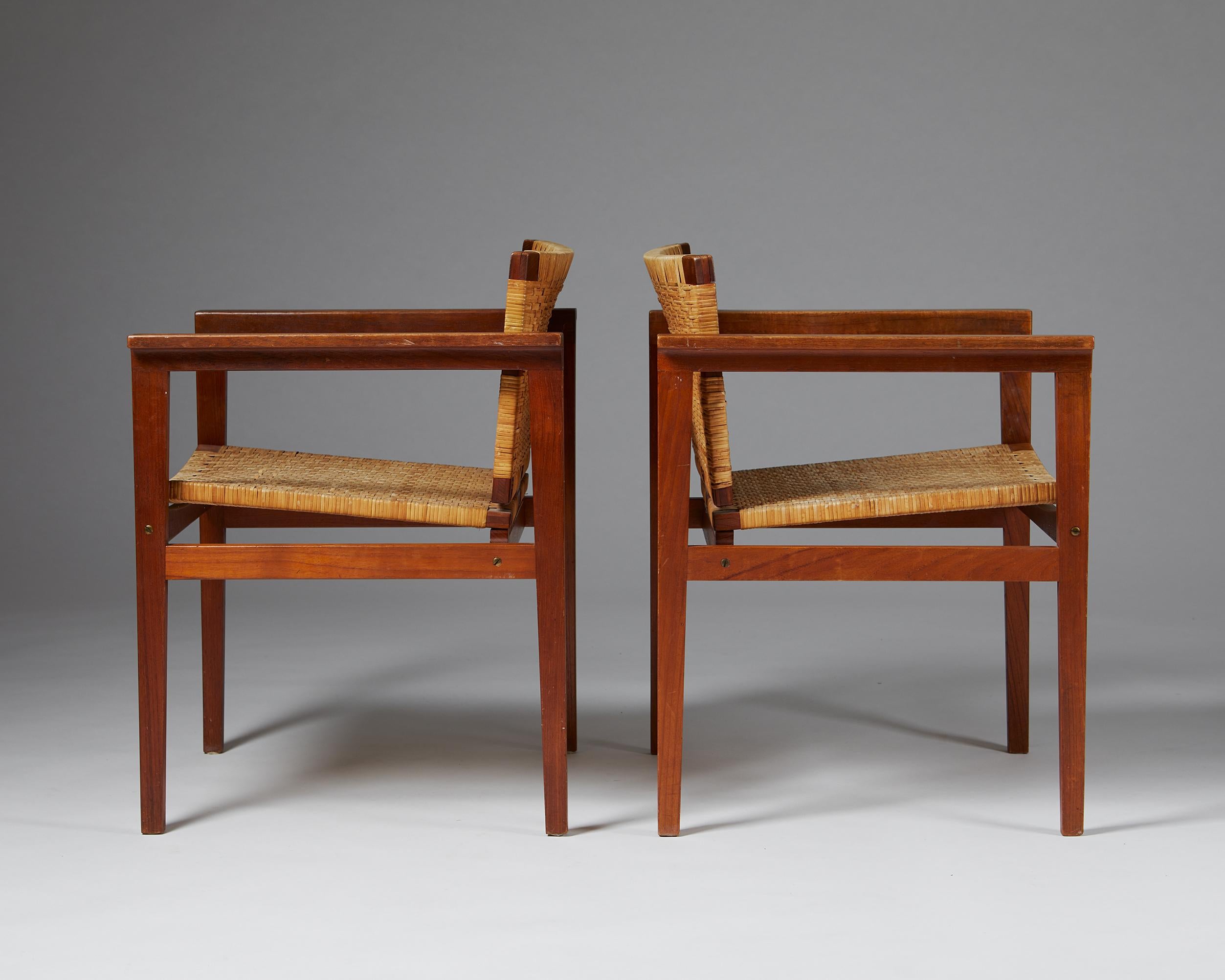 Pair of Armchairs Designed by H Brockman Pedersen, Denmark, 1950's In Good Condition In Stockholm, SE