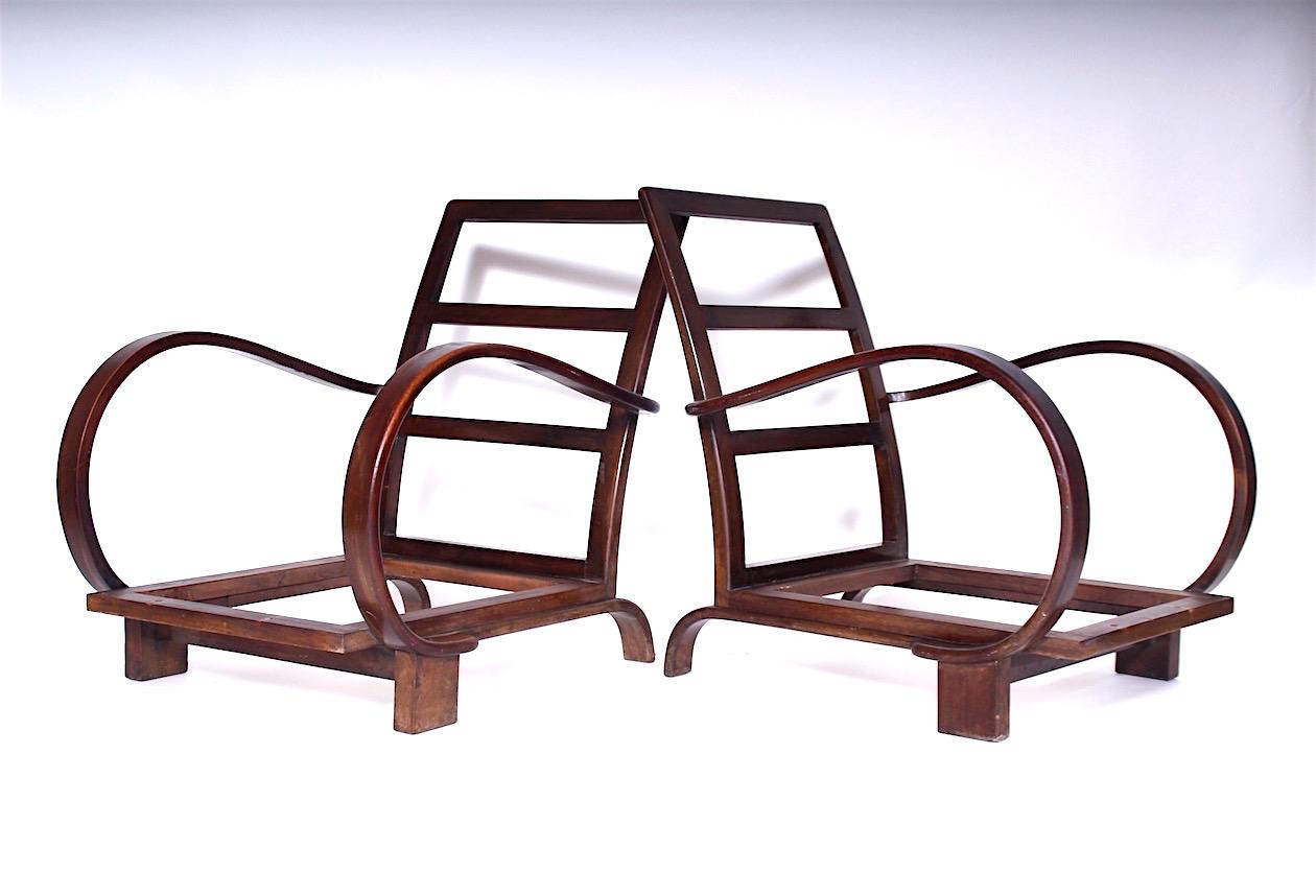 Art Deco Pair of Armchairs Designed by Jindřich Halabala, 1920s