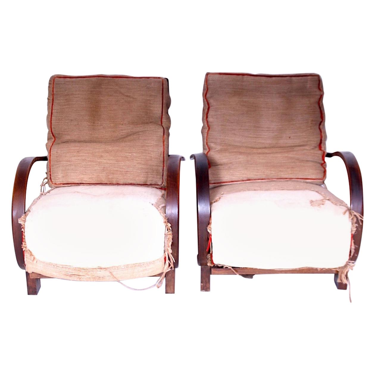 Pair of Armchairs Designed by Jindřich Halabala, 1920s