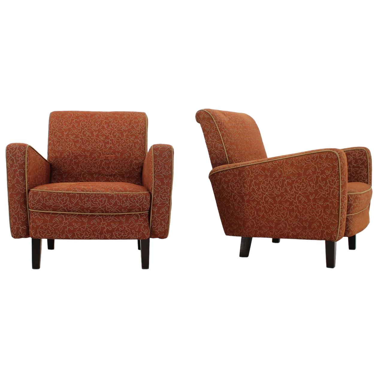 Pair of Armchairs Designed by Jindřich Halabala, 1940s