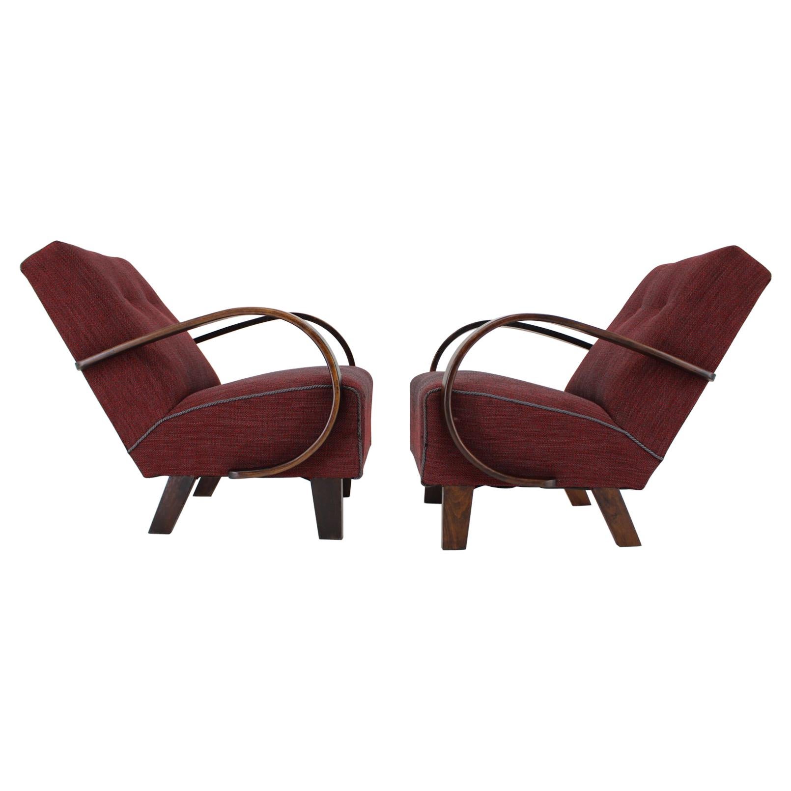 Paar Sessel, entworfen von Jindrich Halabala, 1950er Jahre
