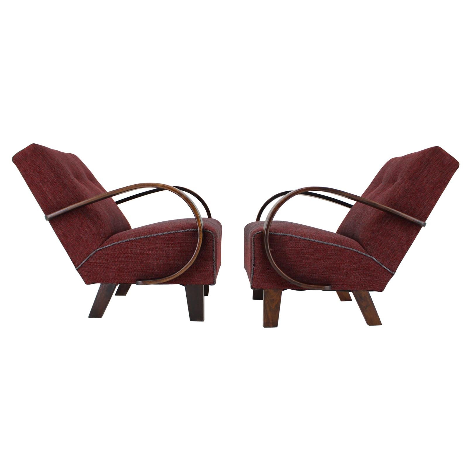 Pair of Armchairs Designed by Jindrich Halabala, 1950s For Sale