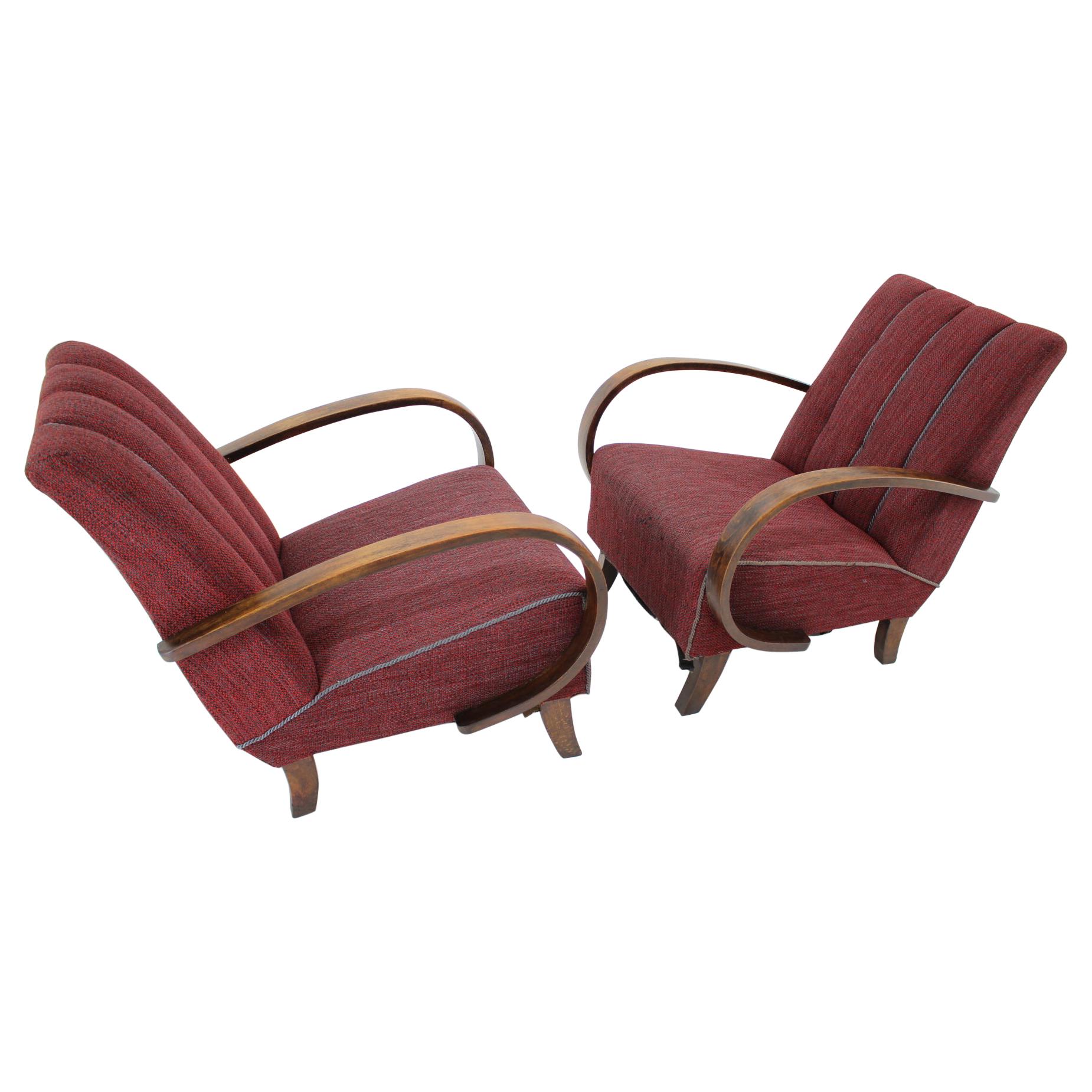 Ein Paar Sessel, entworfen von Jindrich Halabala, 1950er Jahre