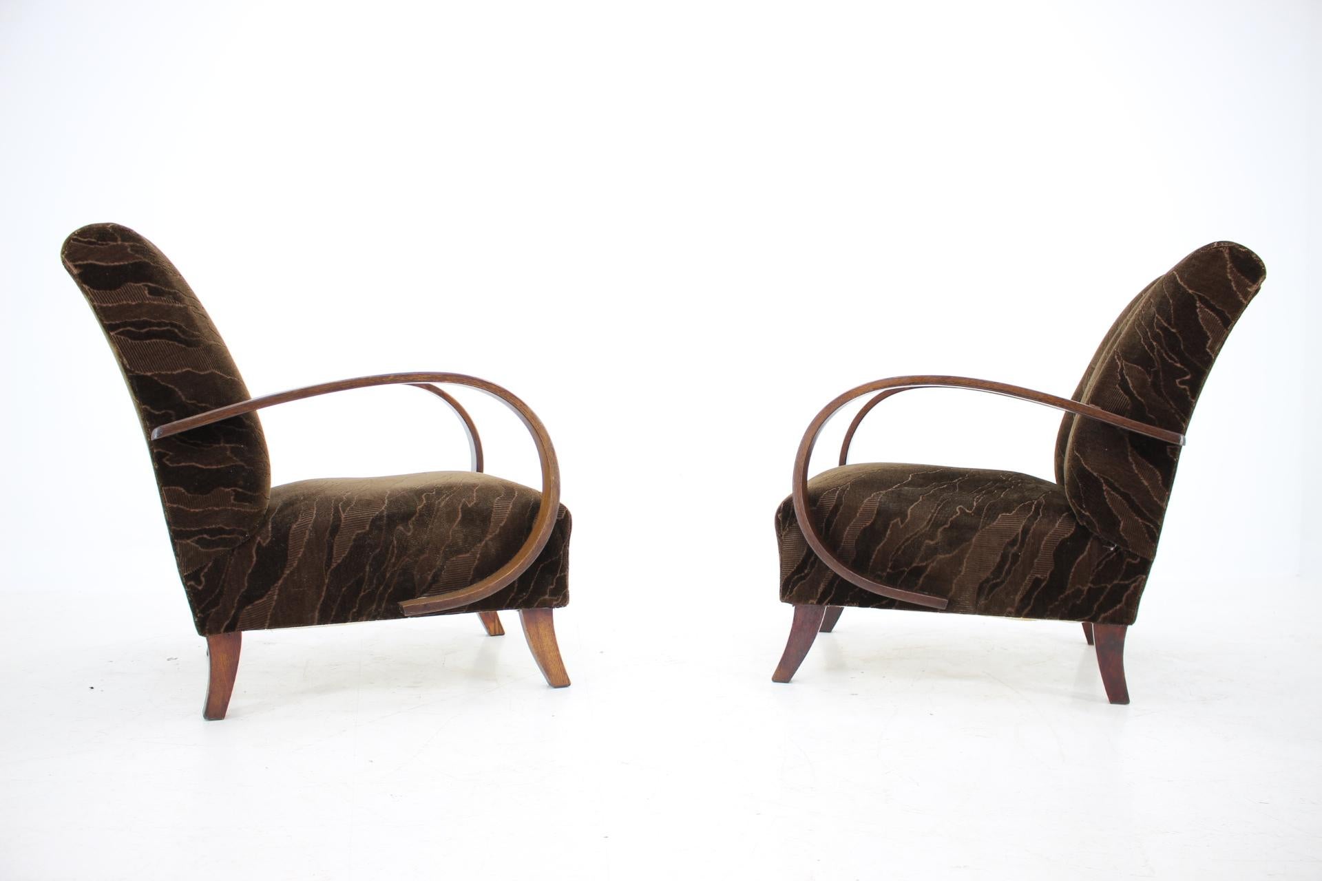 Mid-20th Century Pair of Armchairs Designed by Jindřich Halabala, 1950s 'renovated'
