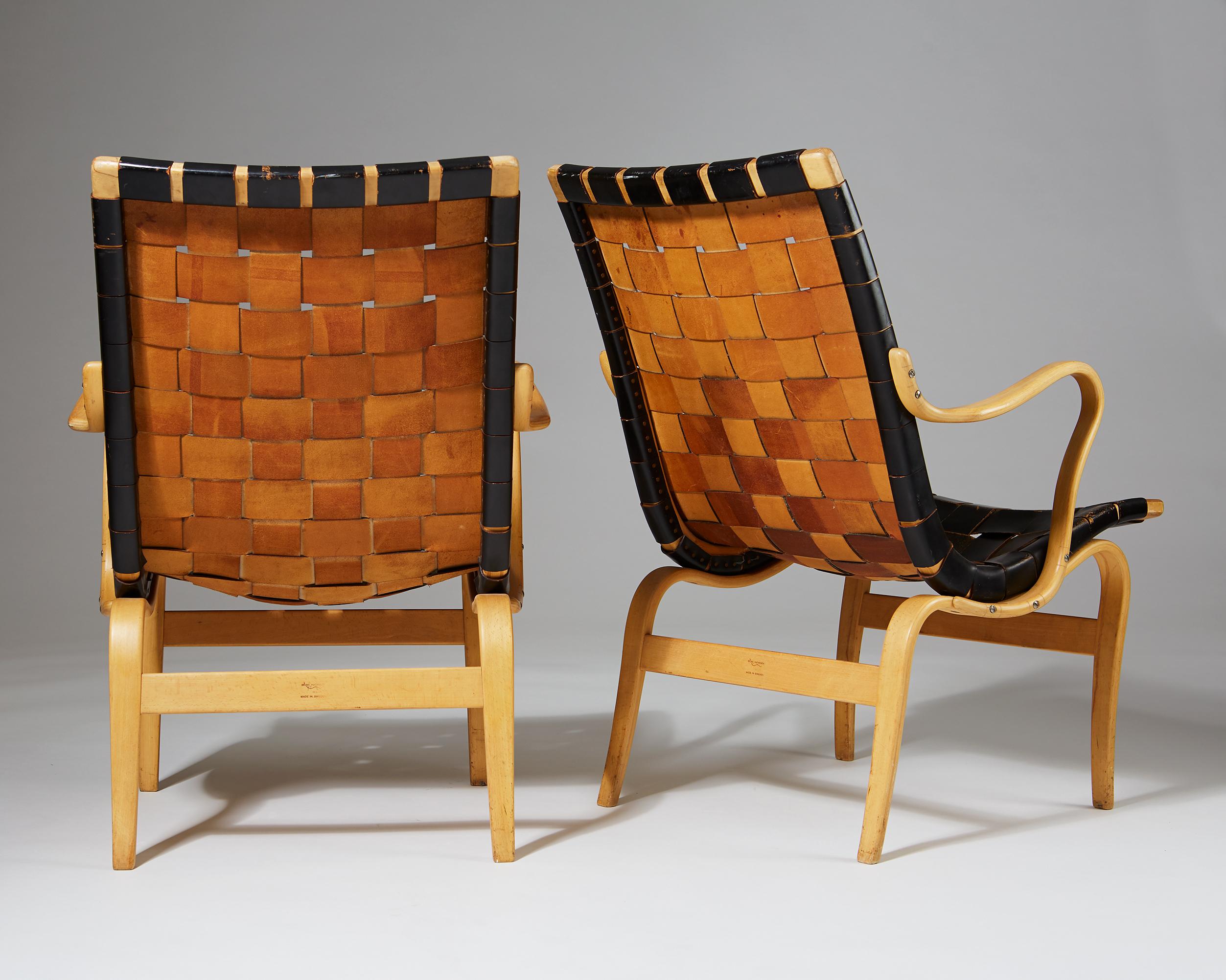 Pair of Armchairs Eva Designed by Bruno Mathsson for K. Mathsson, Sweden, 1960s 3
