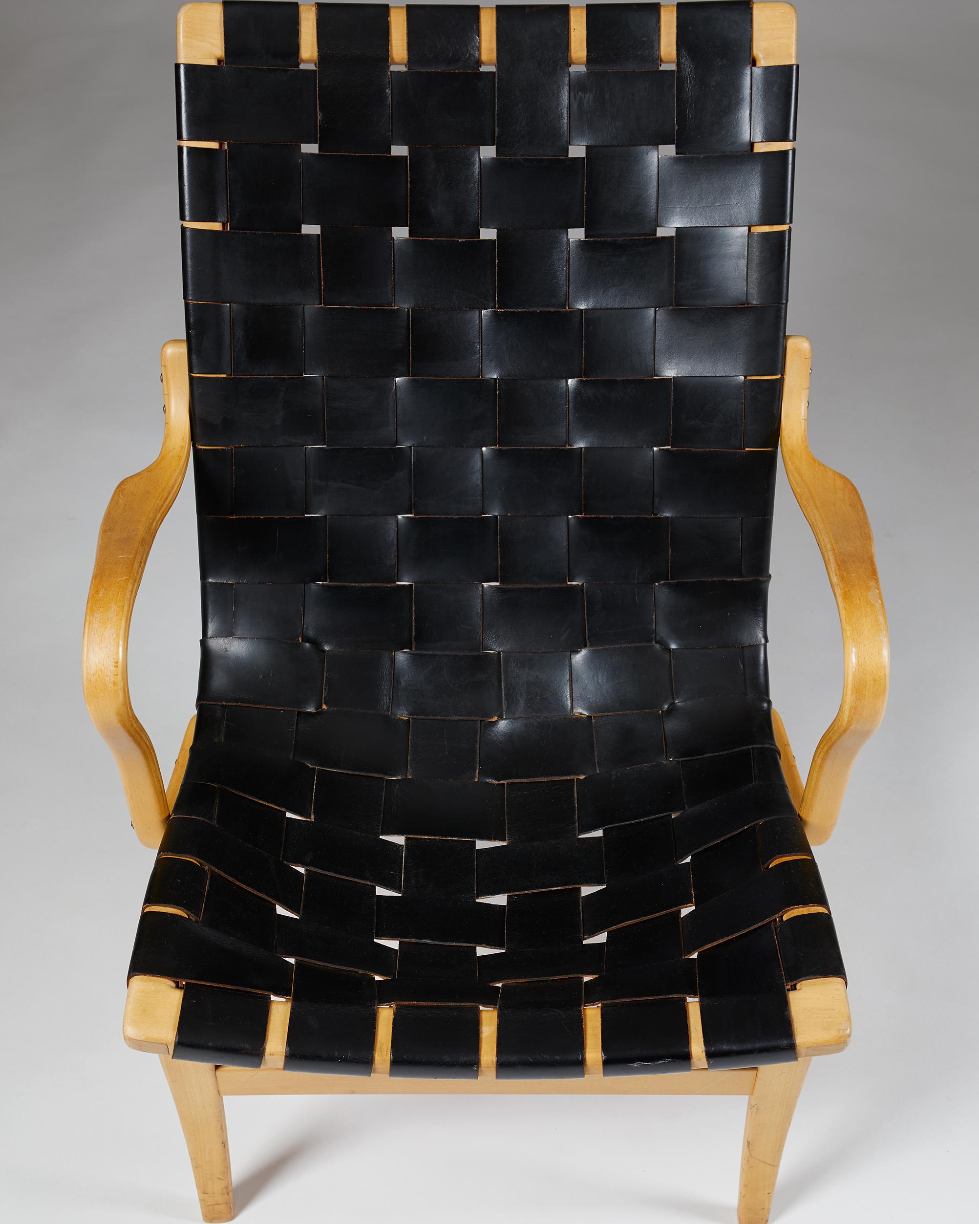 Leather Pair of Armchairs Eva Designed by Bruno Mathsson for K. Mathsson, Sweden, 1960s