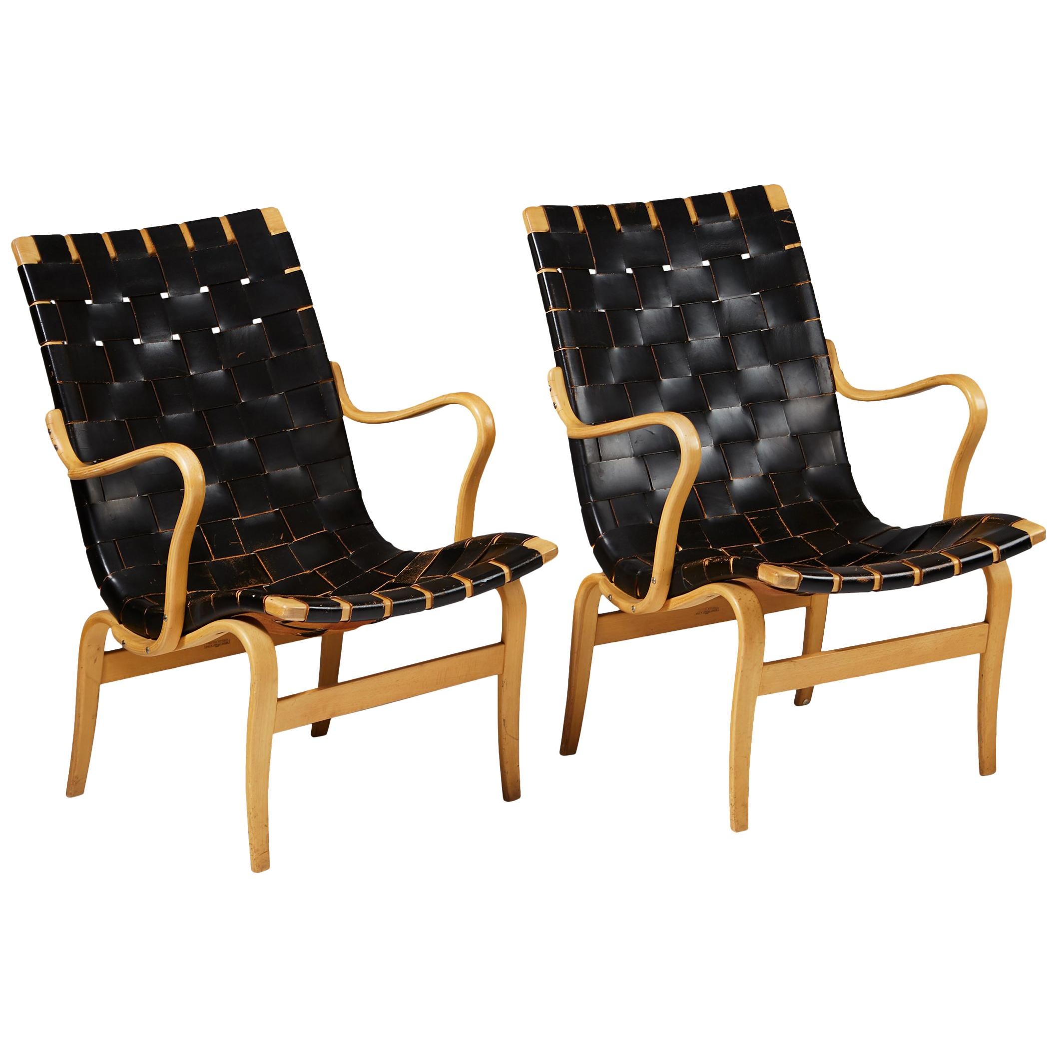 Pair of Armchairs Eva Designed by Bruno Mathsson for K. Mathsson, Sweden, 1960s