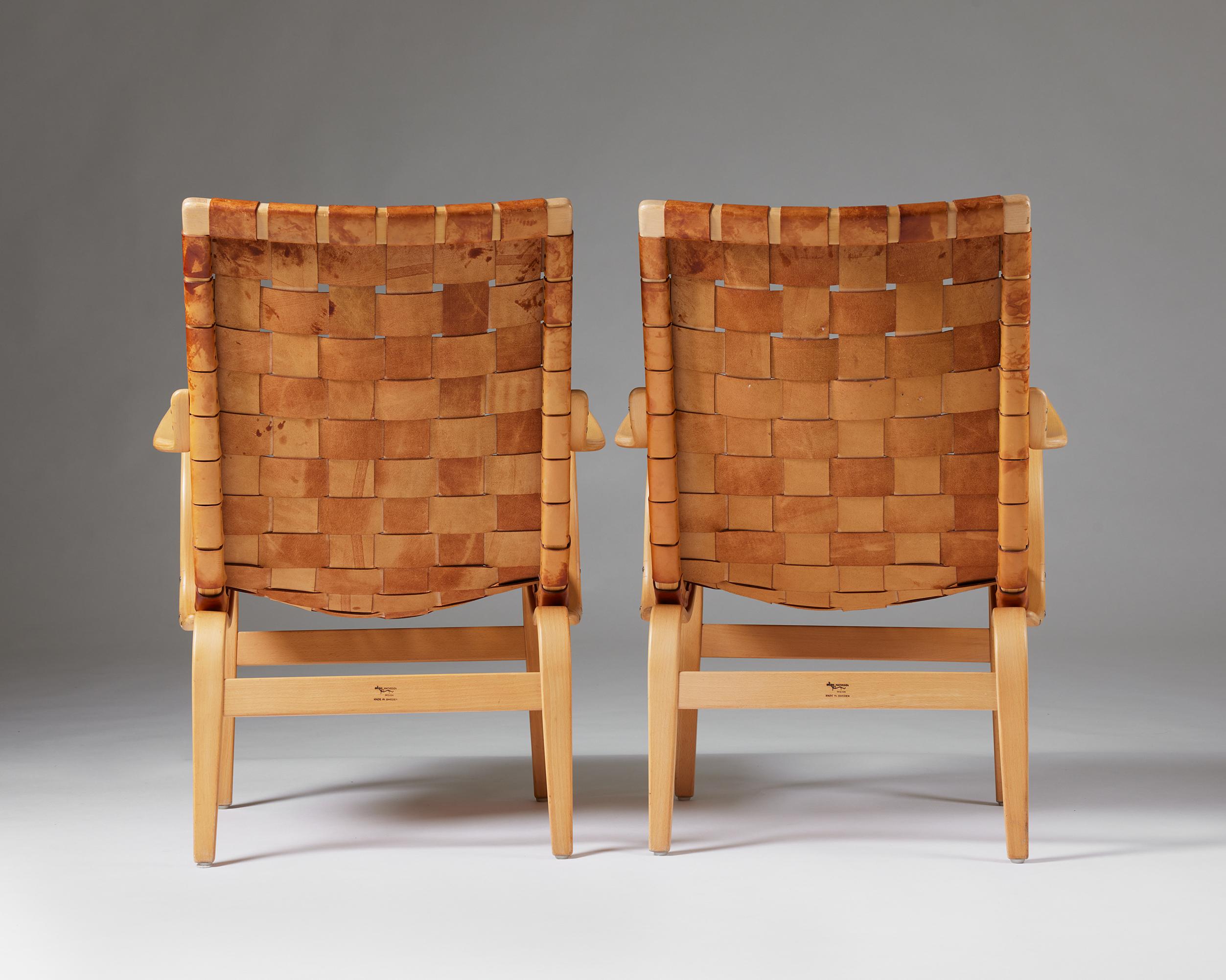 Pair of armchairs ‘Eva’ designed by Bruno Mathsson for Karl Mathsson, Swedish For Sale 2
