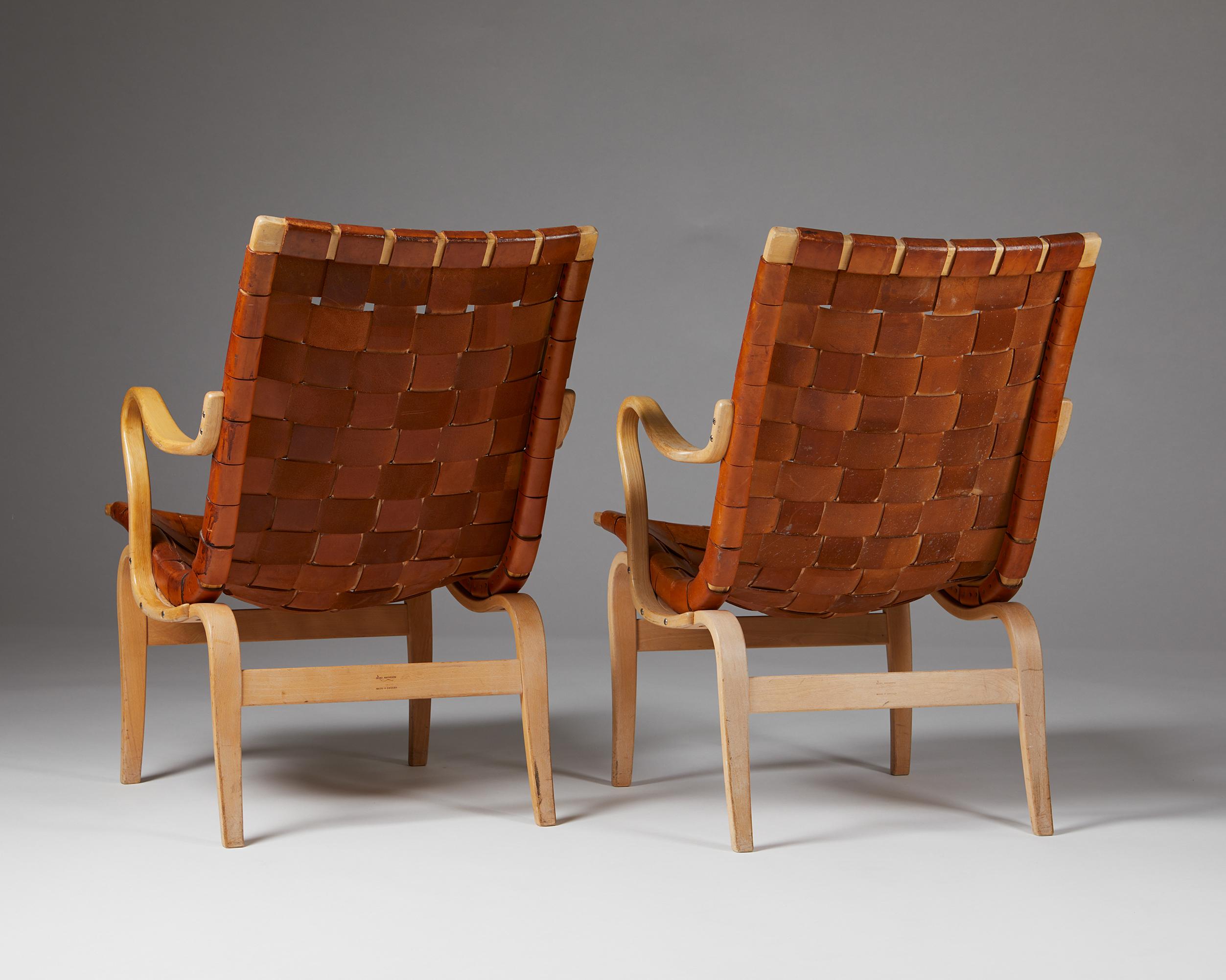Pair of Armchairs ‘Eva’ Designed by Bruno Mathsson for Karl Mathsson, Sweden 1