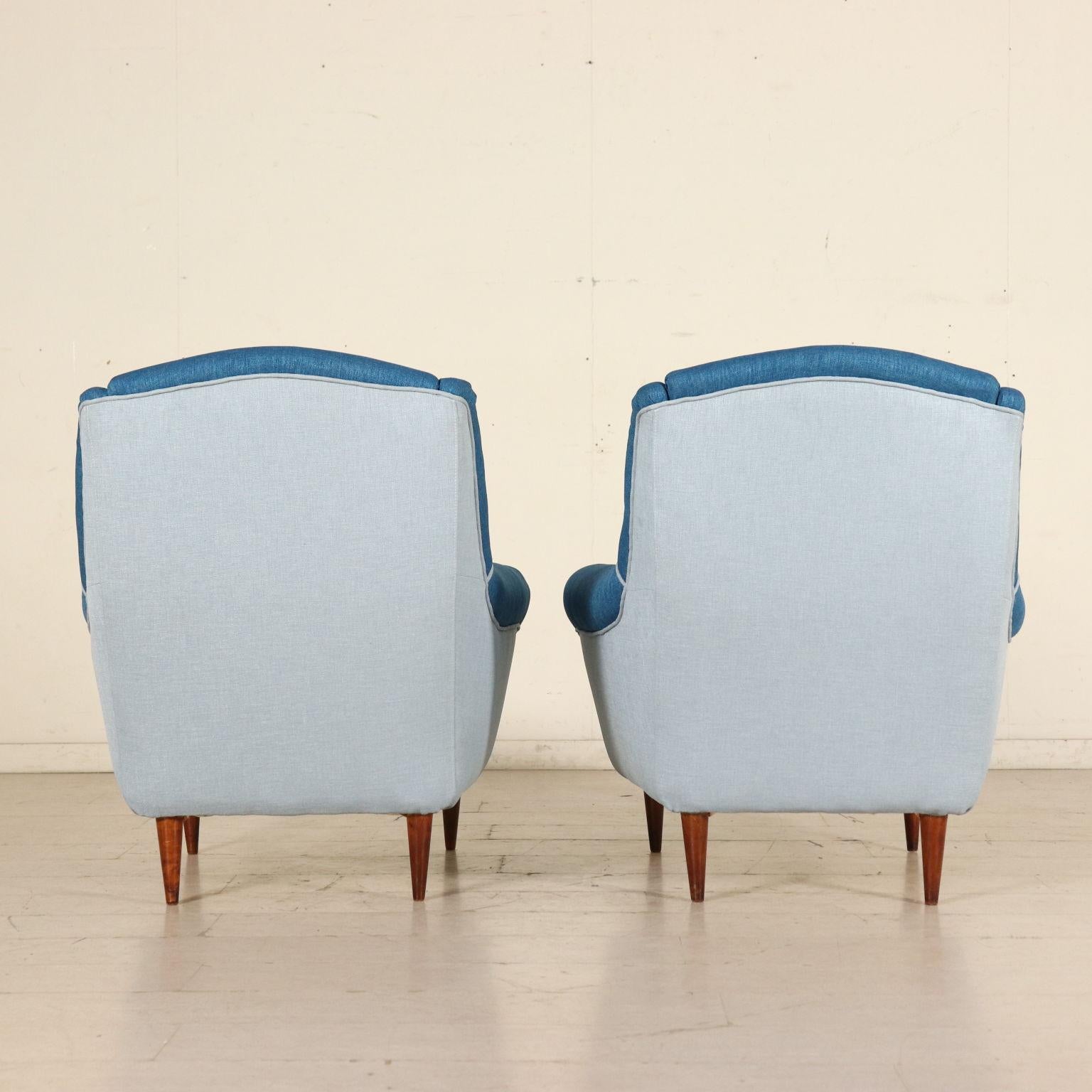 Pair of Armchairs Foam Fabric Vintage, Italy, 1950s 4