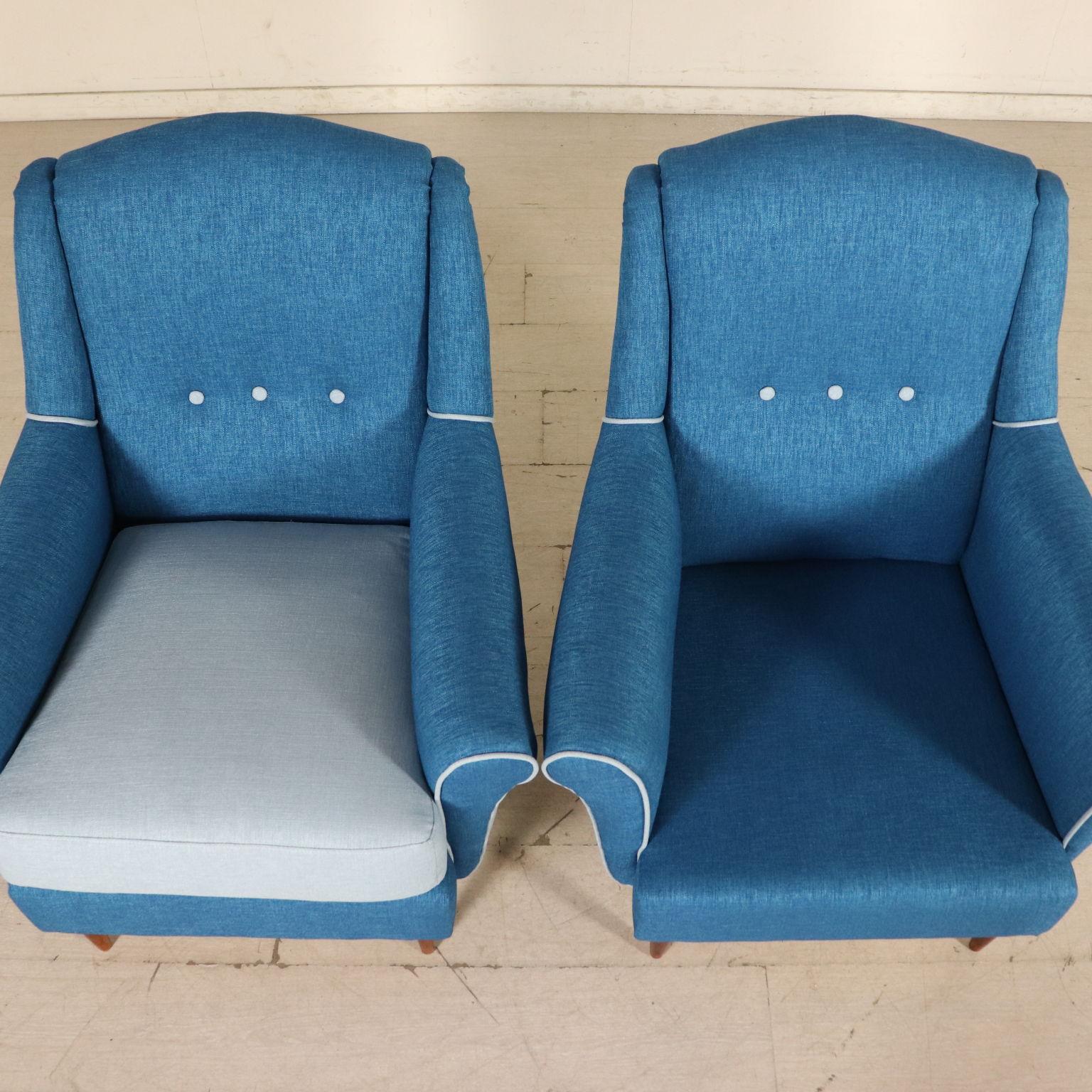 Pair of Armchairs Foam Fabric Vintage, Italy, 1950s 2
