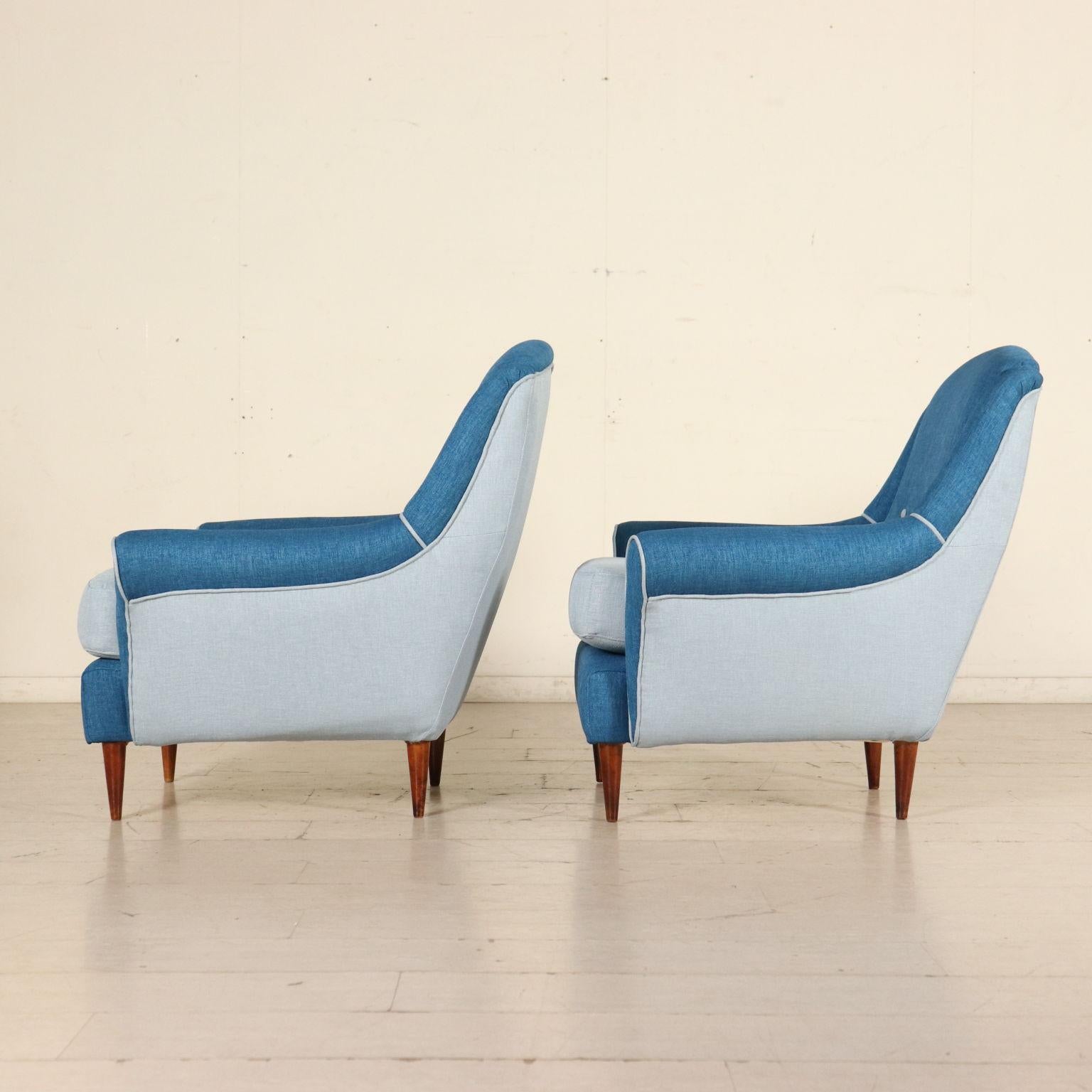 Pair of Armchairs Foam Fabric Vintage, Italy, 1950s 3