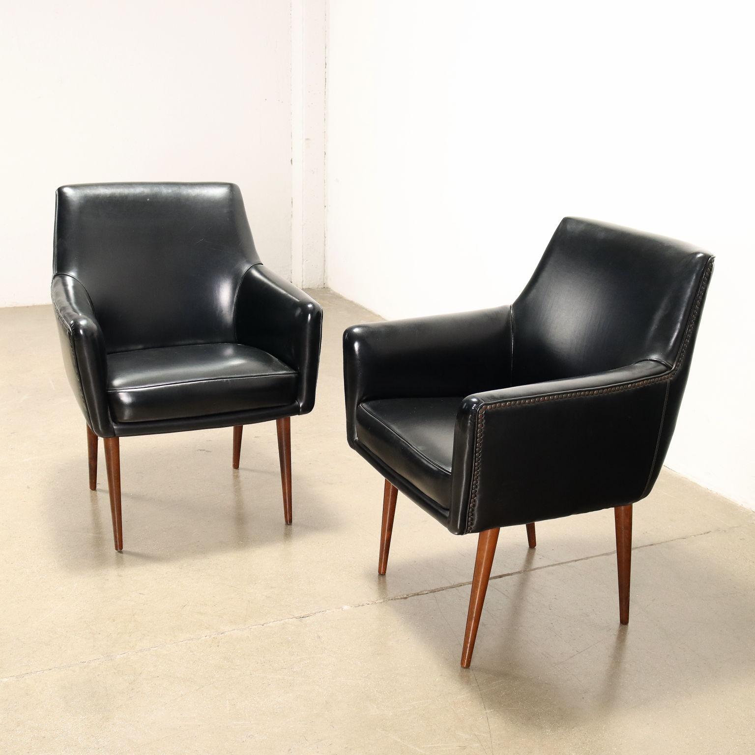 Mid-Century Modern Pair of Armchairs Foam Italy 1950s-1960s For Sale