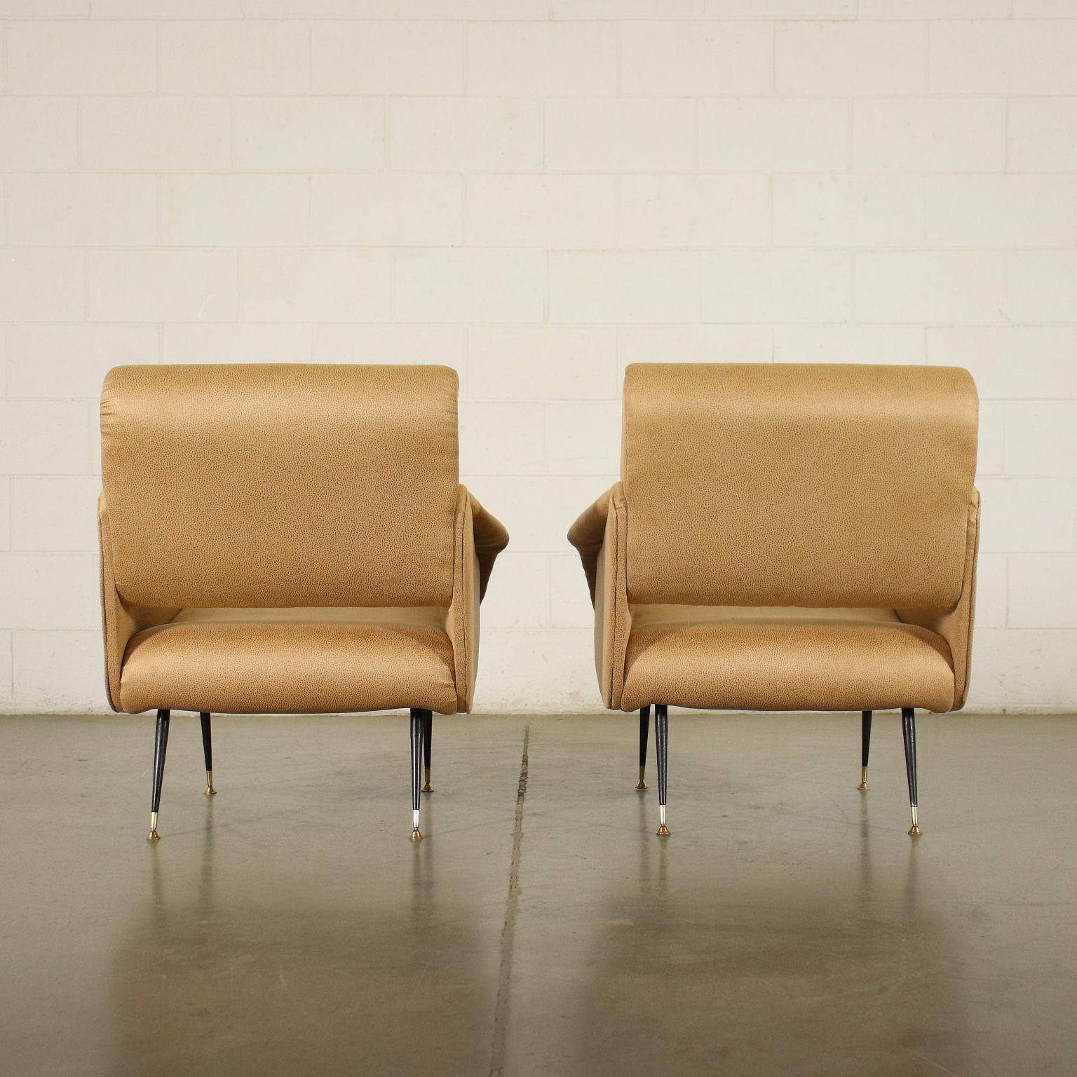 Pair of Armchairs Foam Leatherette, Italy, 1950s 1960s For Sale 4