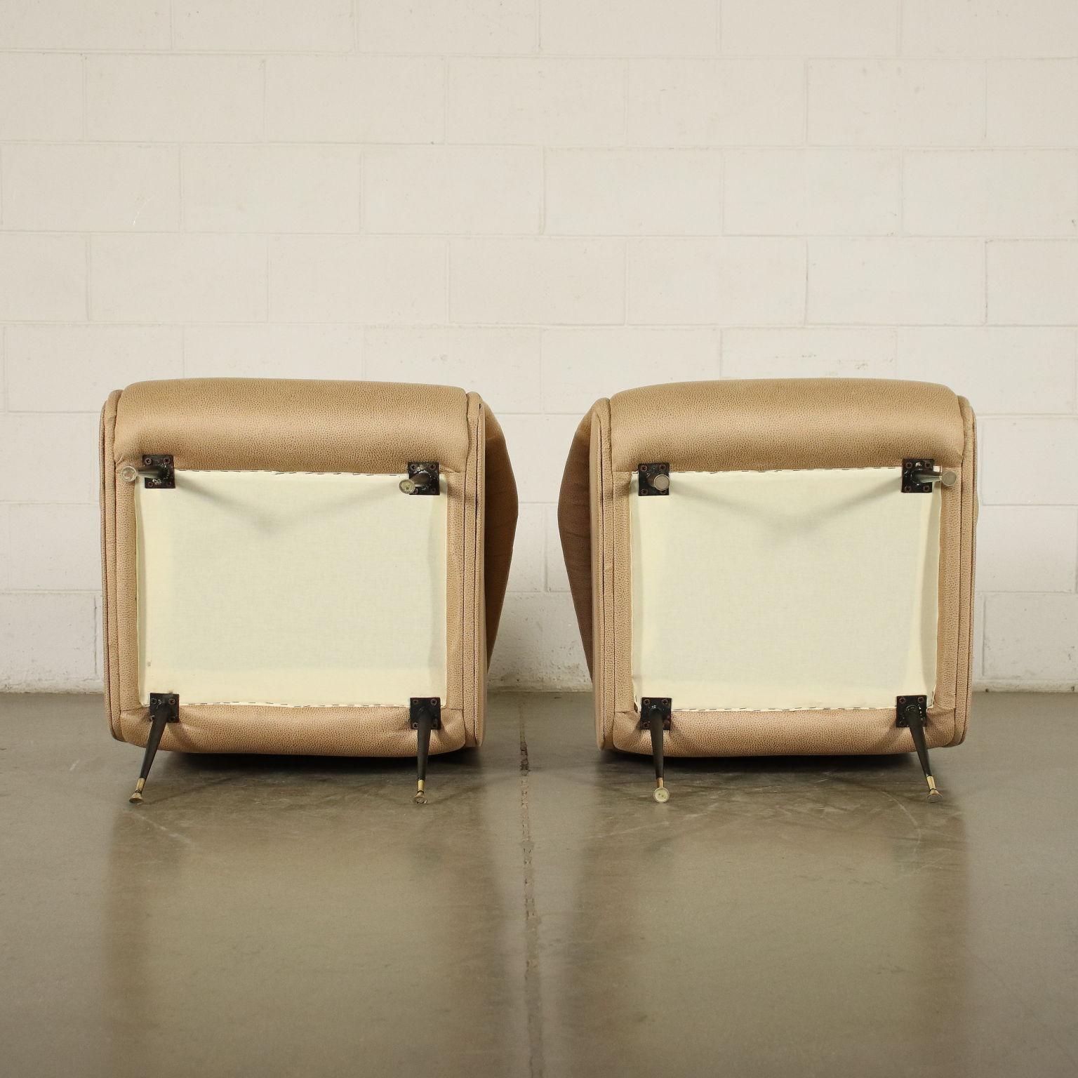 Pair of Armchairs Foam Leatherette, Italy, 1950s 1960s For Sale 5