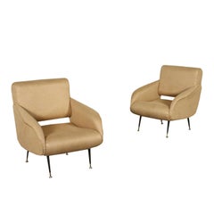 Pair of Armchairs Foam Leatherette, Italy, 1950s 1960s