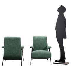 Pair of Armchairs Foam Metal Fabric Italy 1960s