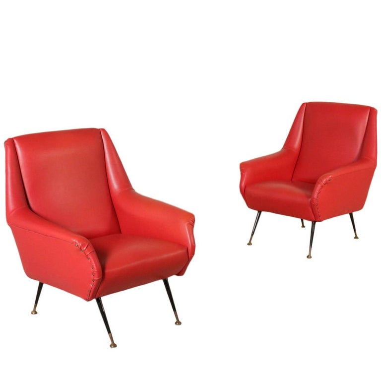 Group Eight Chairs Metal Foam Fabric Vintage Manufactured In Italy Pair Of Armchairs Foam Padding Skai Metal Vintage Italy 1950s 1960s