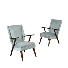 Pair of Armchairs Foam Padding Velvet Vintage Argentine, 1950s