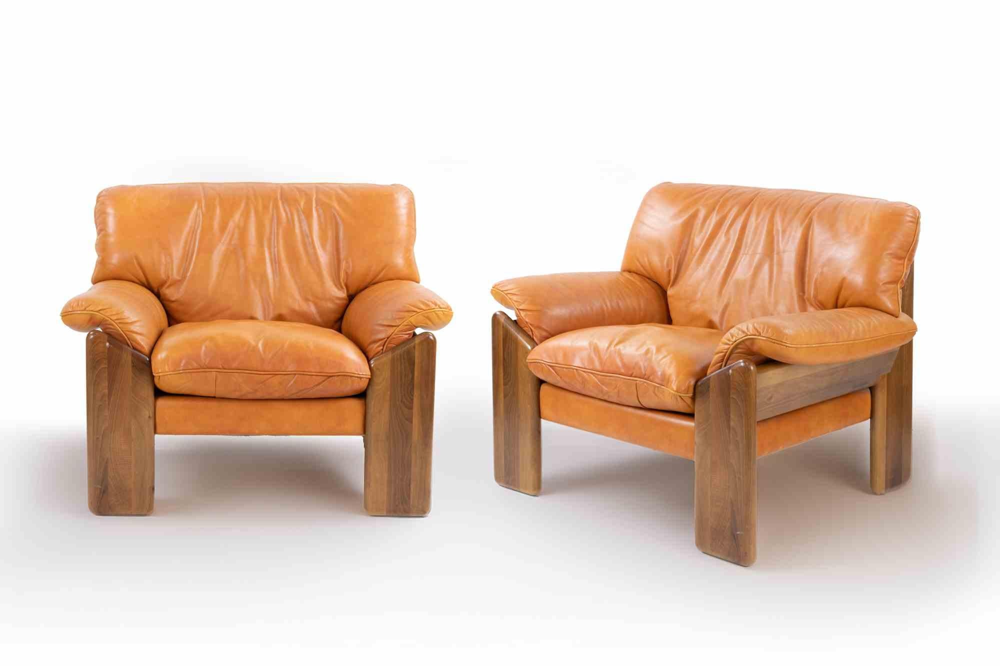 Fin du 20e siècle Paire de fauteuils pour Mobilgirgi par Mario Marenco, 1970 en vente