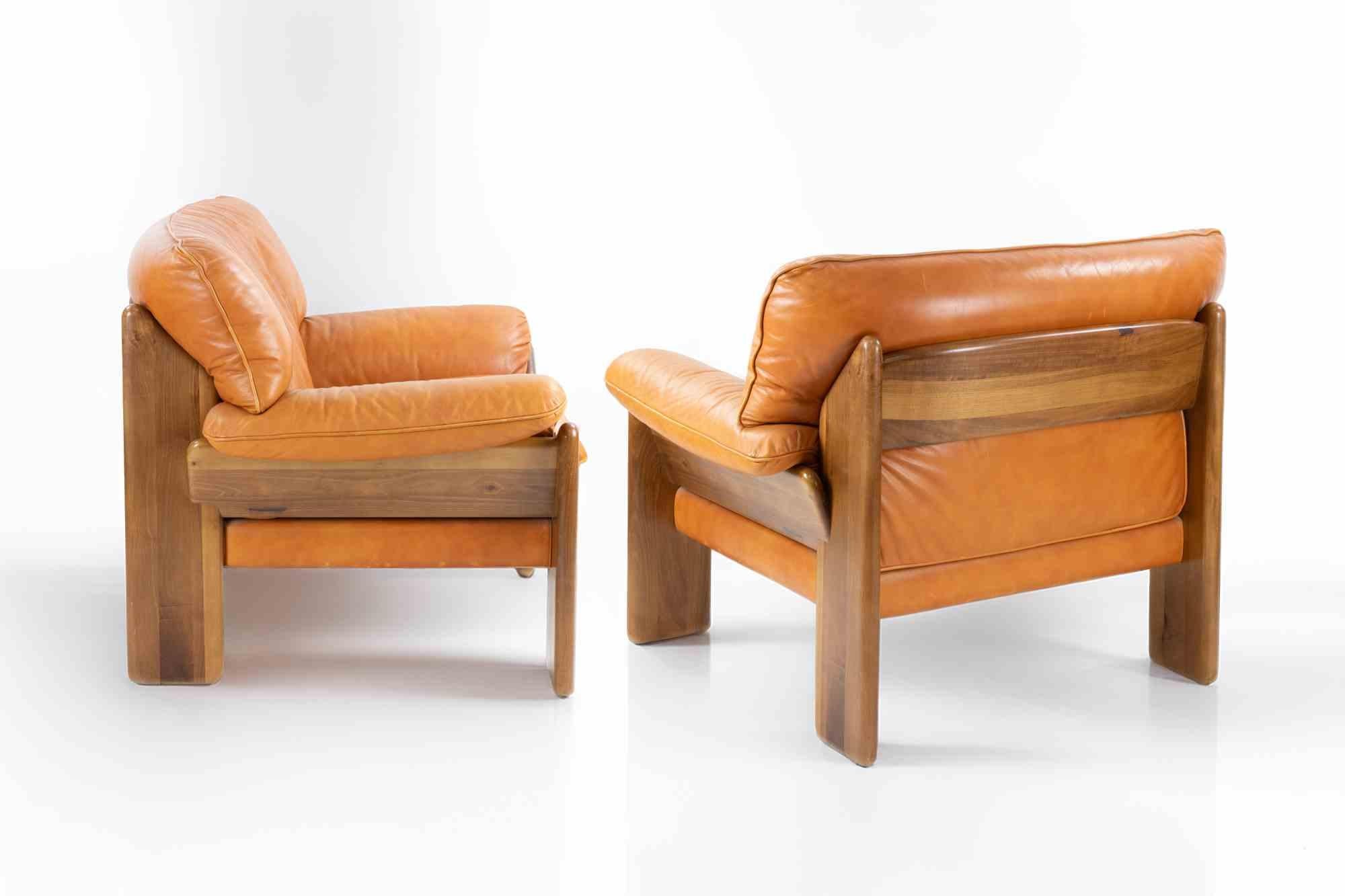 Cuir Paire de fauteuils pour Mobilgirgi par Mario Marenco, 1970 en vente