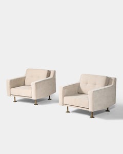 Newly Upholstered Pair of Armchairs by Hugues Steiner, France, c. 1965