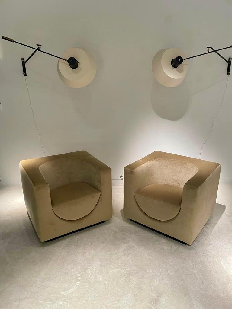 Fabric Pair of Armchairs