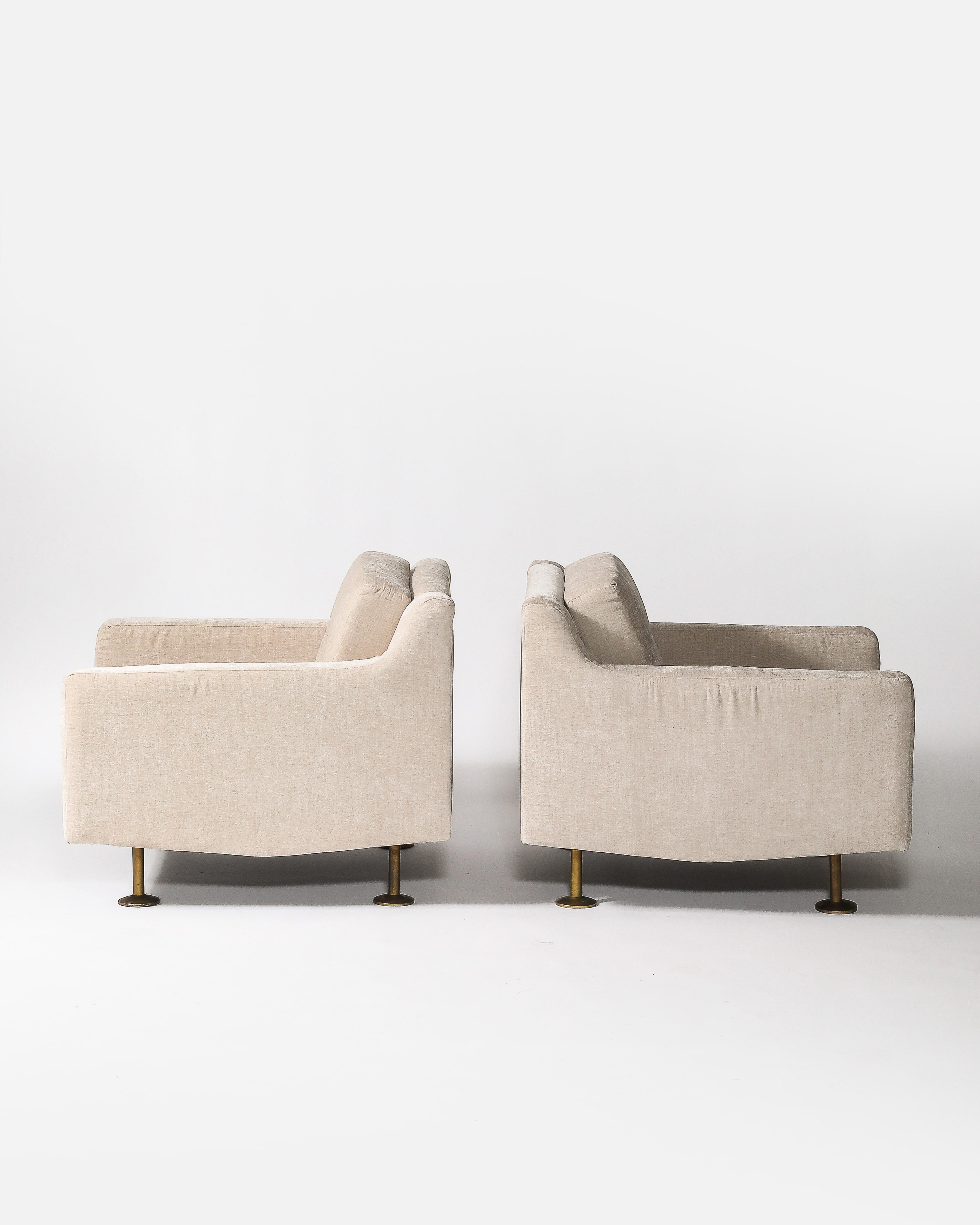 Brass Pair of Armchairs For Sale