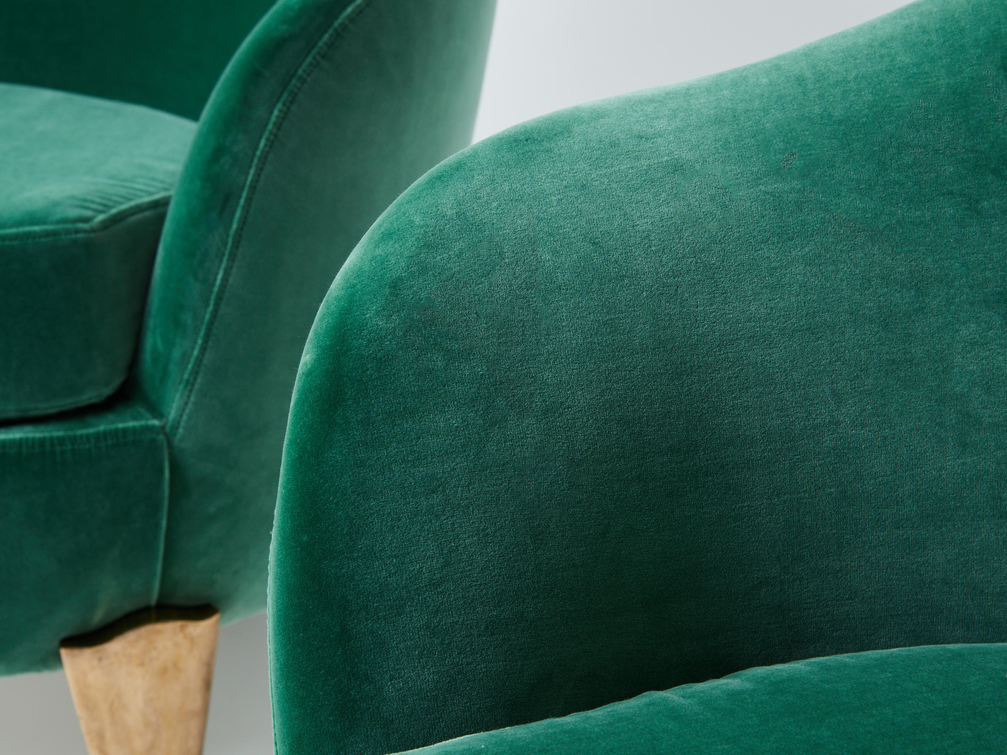 Modern Pair of armchairs Garouste & Bonetti ‘Koala’ bronze green velvet 1995 For Sale