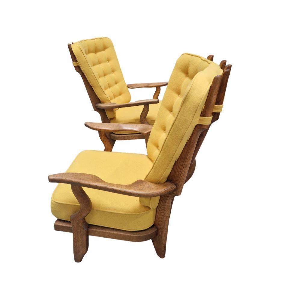 Mid-Century Modern Paire de fauteuils Grand Repos, Guillerme et Chambron en vente