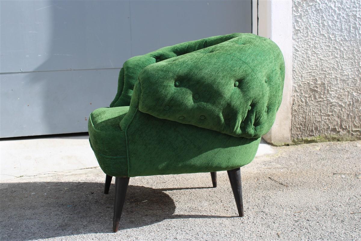 Pair of Armchairs Guglielmo Ulrich Attributed Green Velvet Italian Design For Sale 3