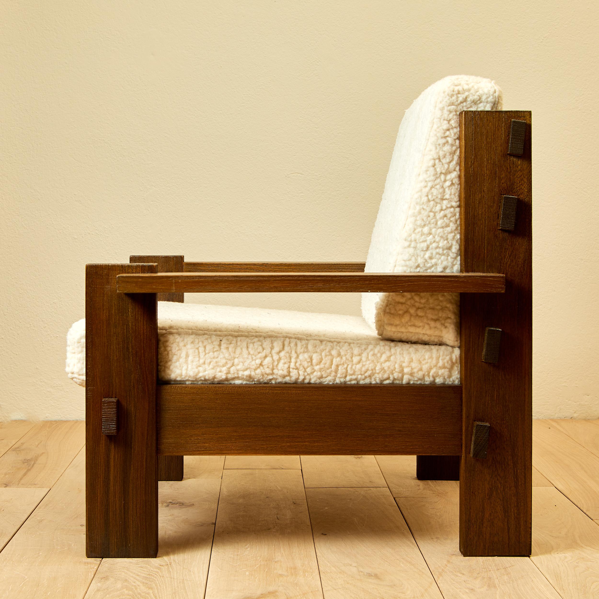 Italian Pair of Armchairs, Guiseppe Rivadossi, Natural Wood for Officina Rivadossi