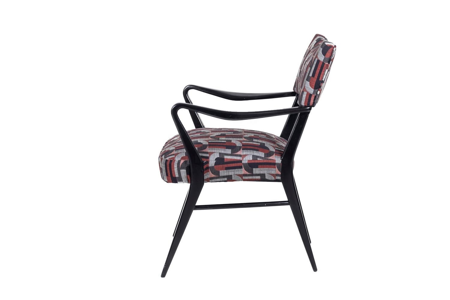 Paar Sessel aus schwarz lackiertem Holz:: 1970er Jahre (Lackiert) im Angebot