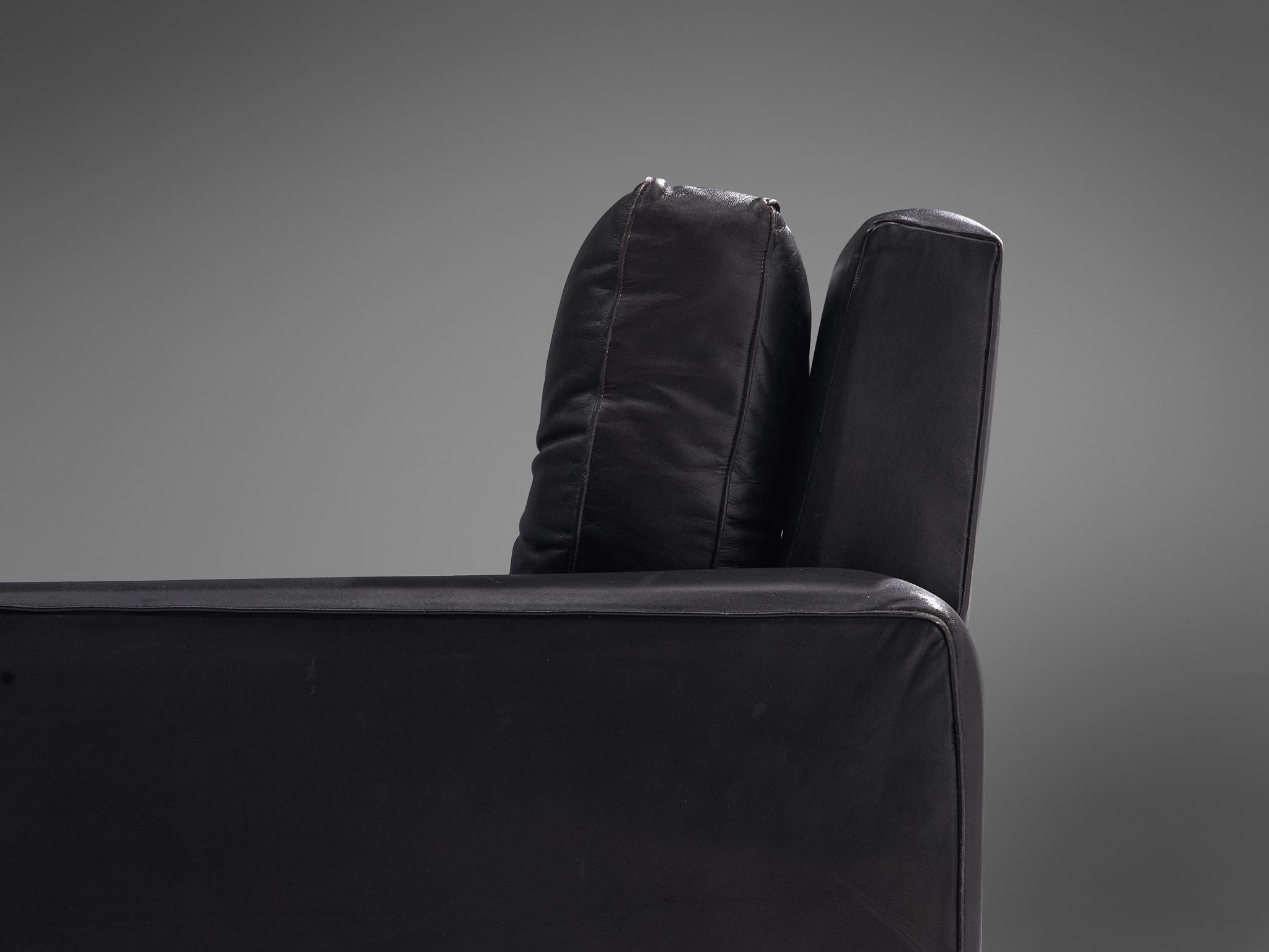 Mid-20th Century Pair of Armchairs in Black Leather by Franz Sartori for Flexform