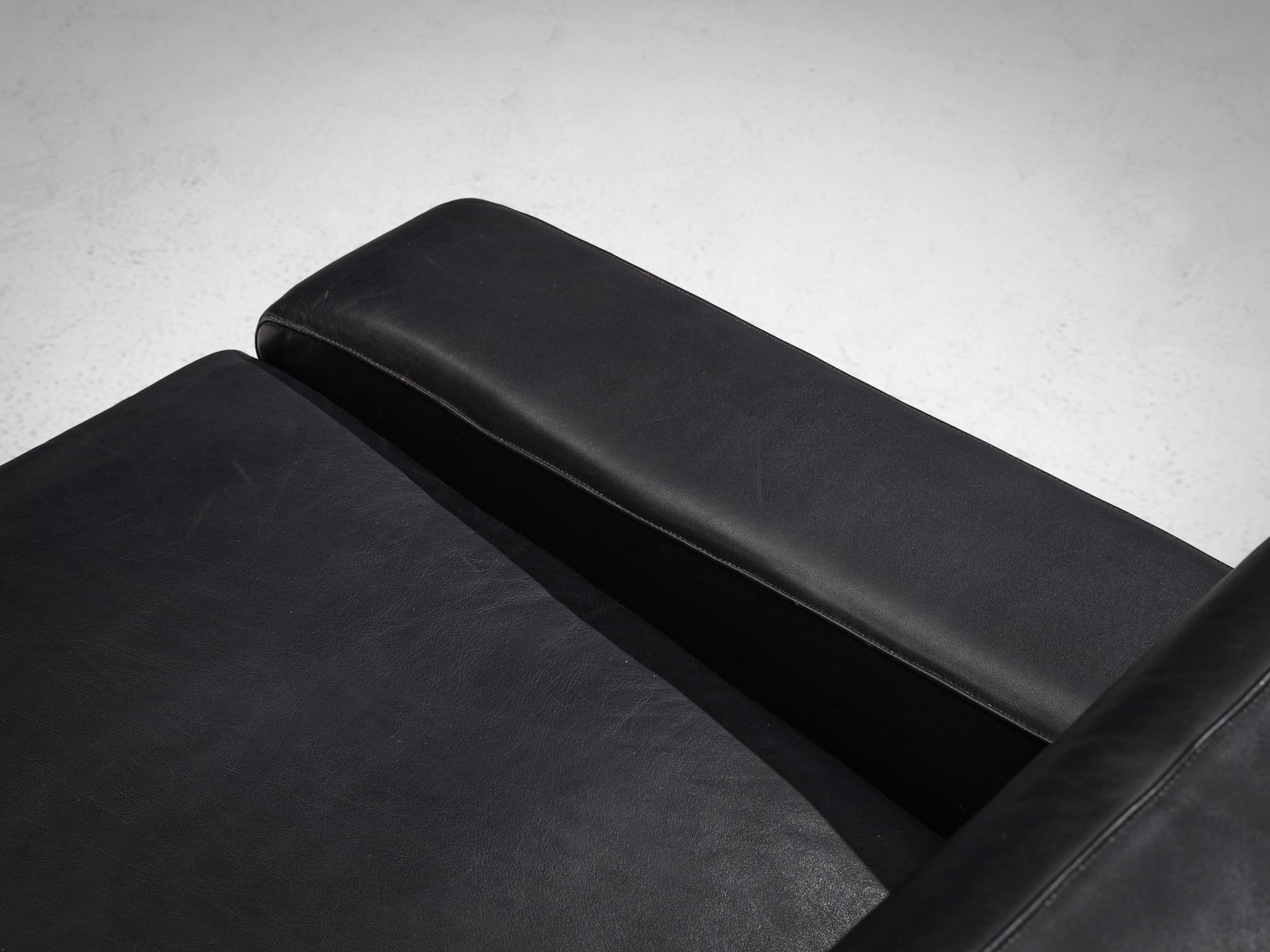 Pair of Armchairs in Black Leather by Franz Sartori for Flexform 2