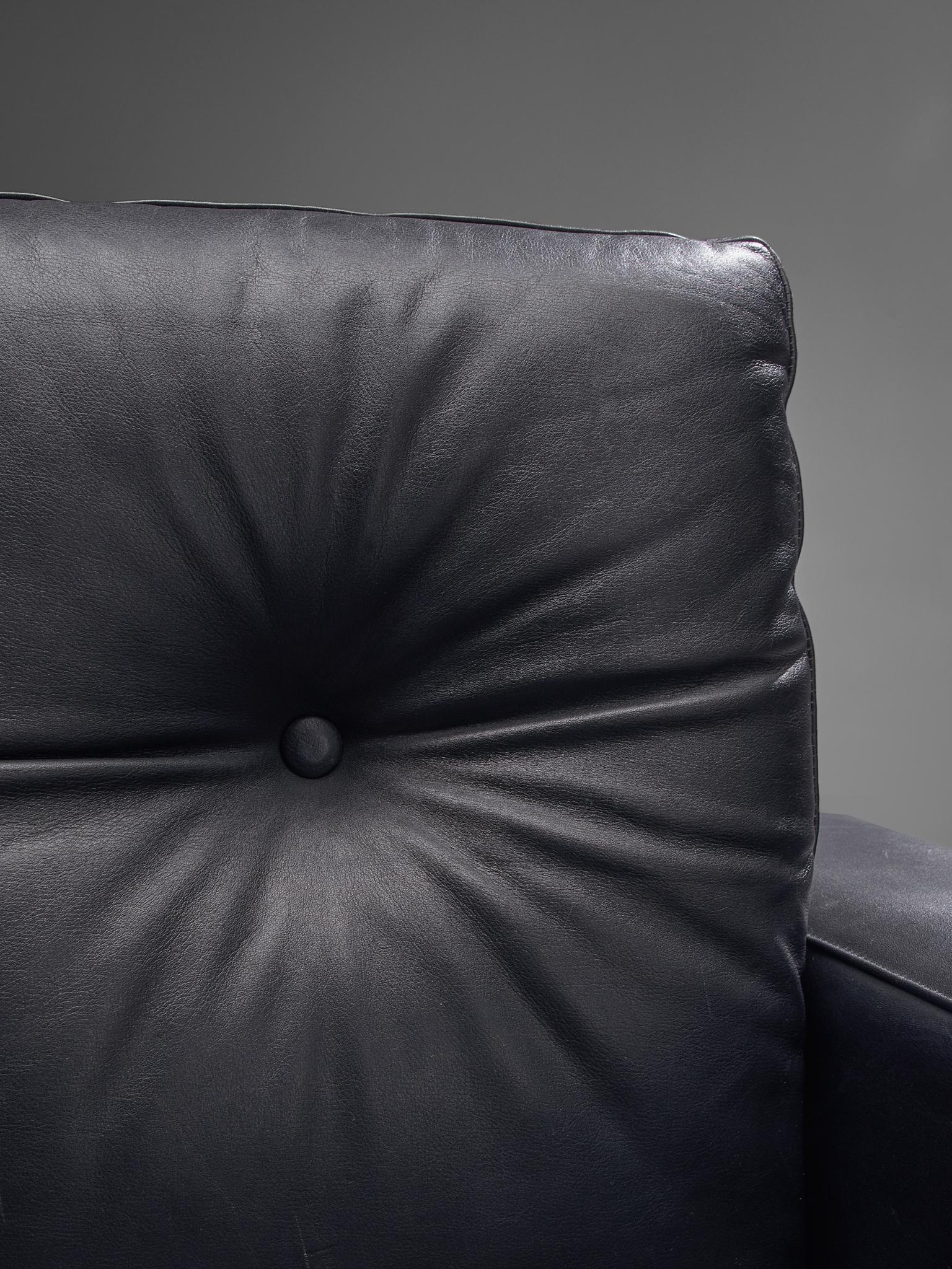 Pair of Armchairs in Black Leather by Franz Sartori for Flexform 3
