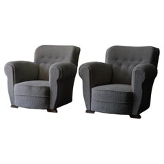 Pair of Armchairs in Bouclé, 1940s, Belgium