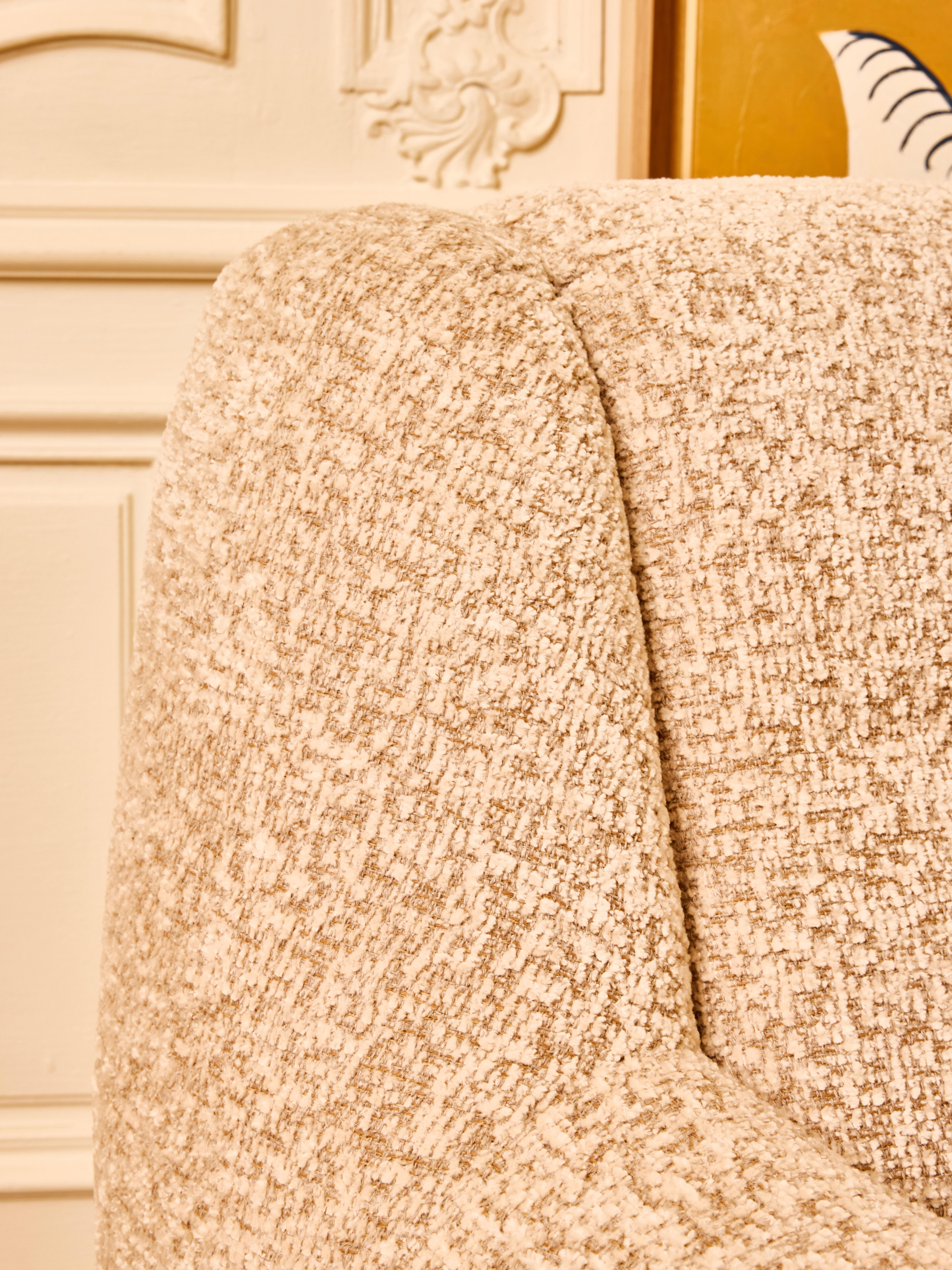 Contemporary Pair of armchairs in bouclette fabric by Studio Glustin For Sale