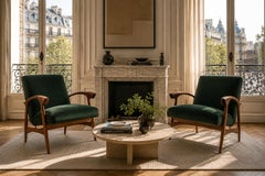 Paire de fauteuils en bois dur brésilien et velours vert émeraude, Liceu de Artes