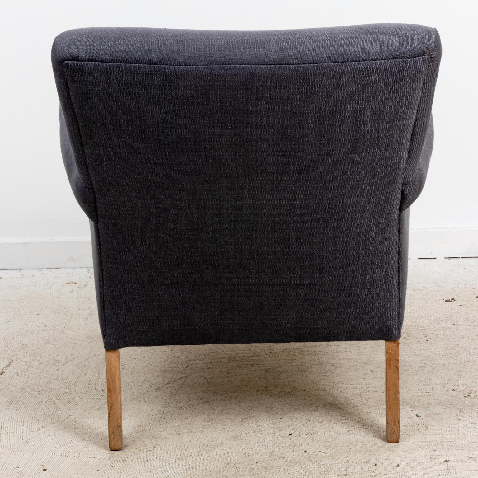 Pair of Armchairs in Charcoal Linen 1