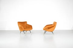 Pair of armchairs in fabric, Italy 1960s.