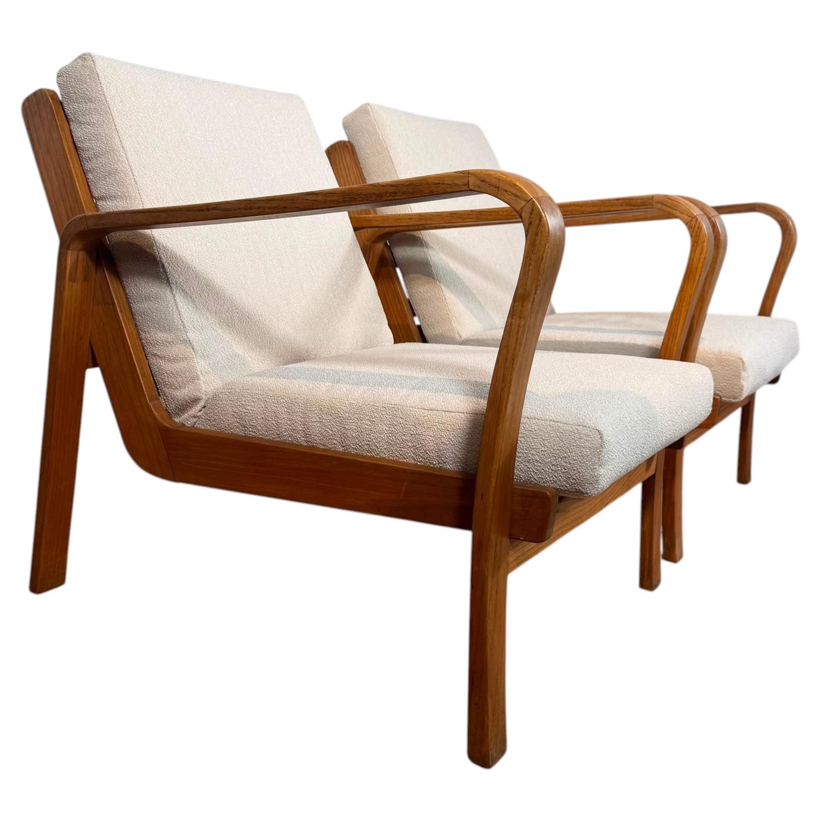Paar Sessel aus grünem Stoff, Tschechoslowakei, 1960 im Angebot