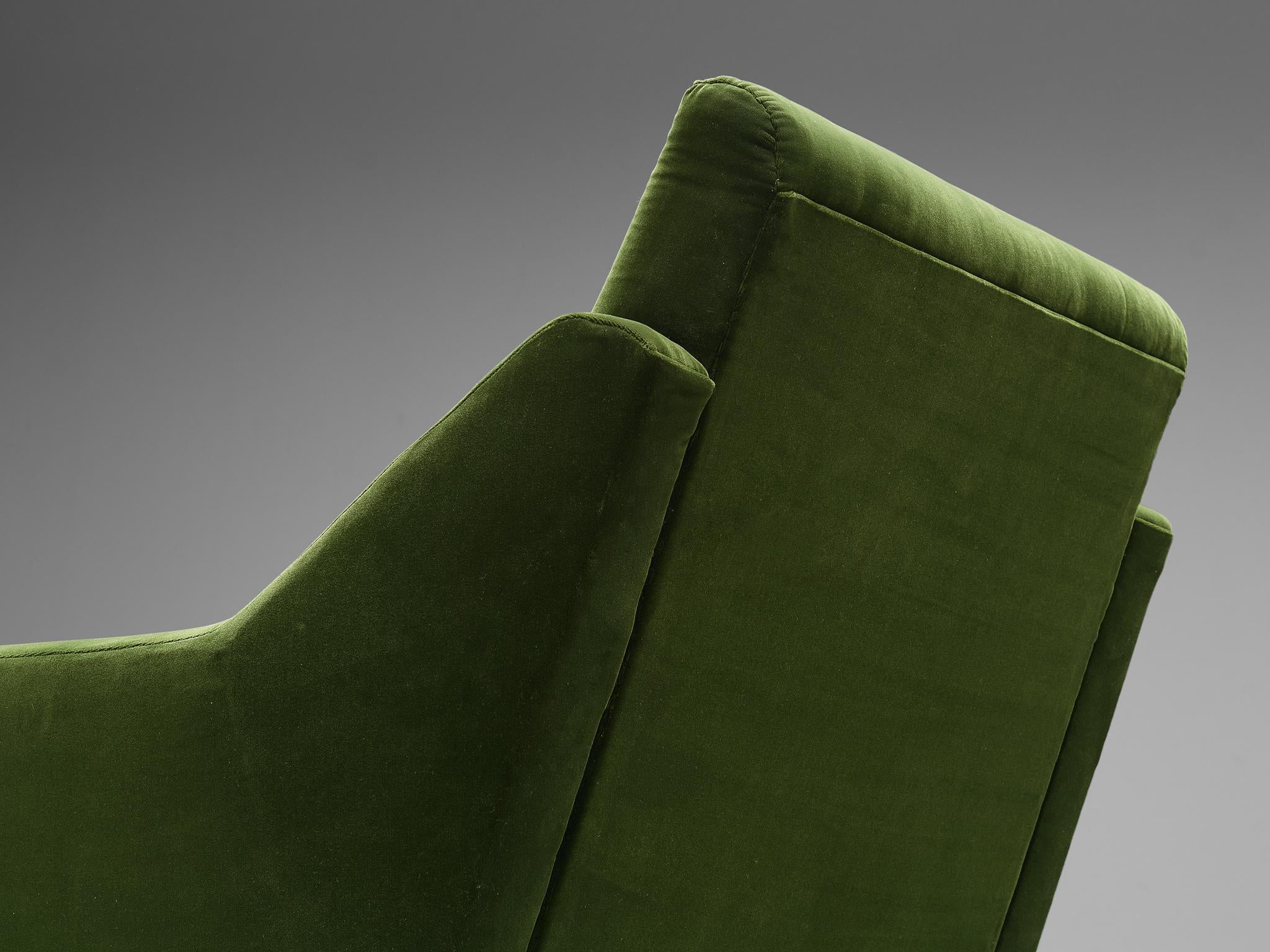 Pair of Armchairs in Green Velvet Upholstery 4