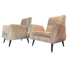 Pareja de sillones de madera noble y ante de Giuseppe Scapinelli, c.1950