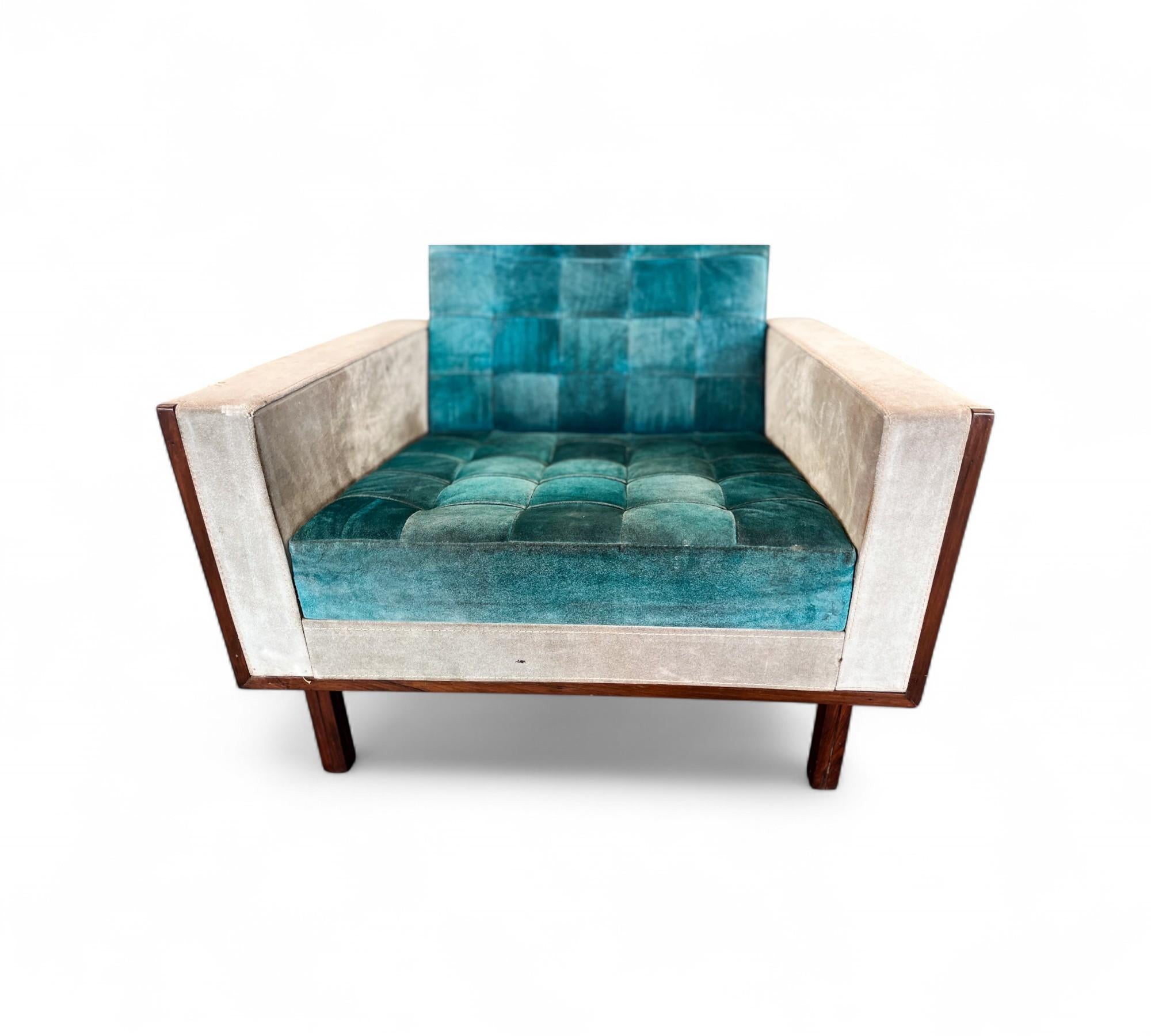 Paire de fauteuils en bois dur et daim, Cimo, années 1960 - Lot 635 en vente 1