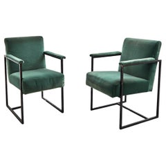 Pair of armchairs in iron and velvet by Giancarlo Palanti