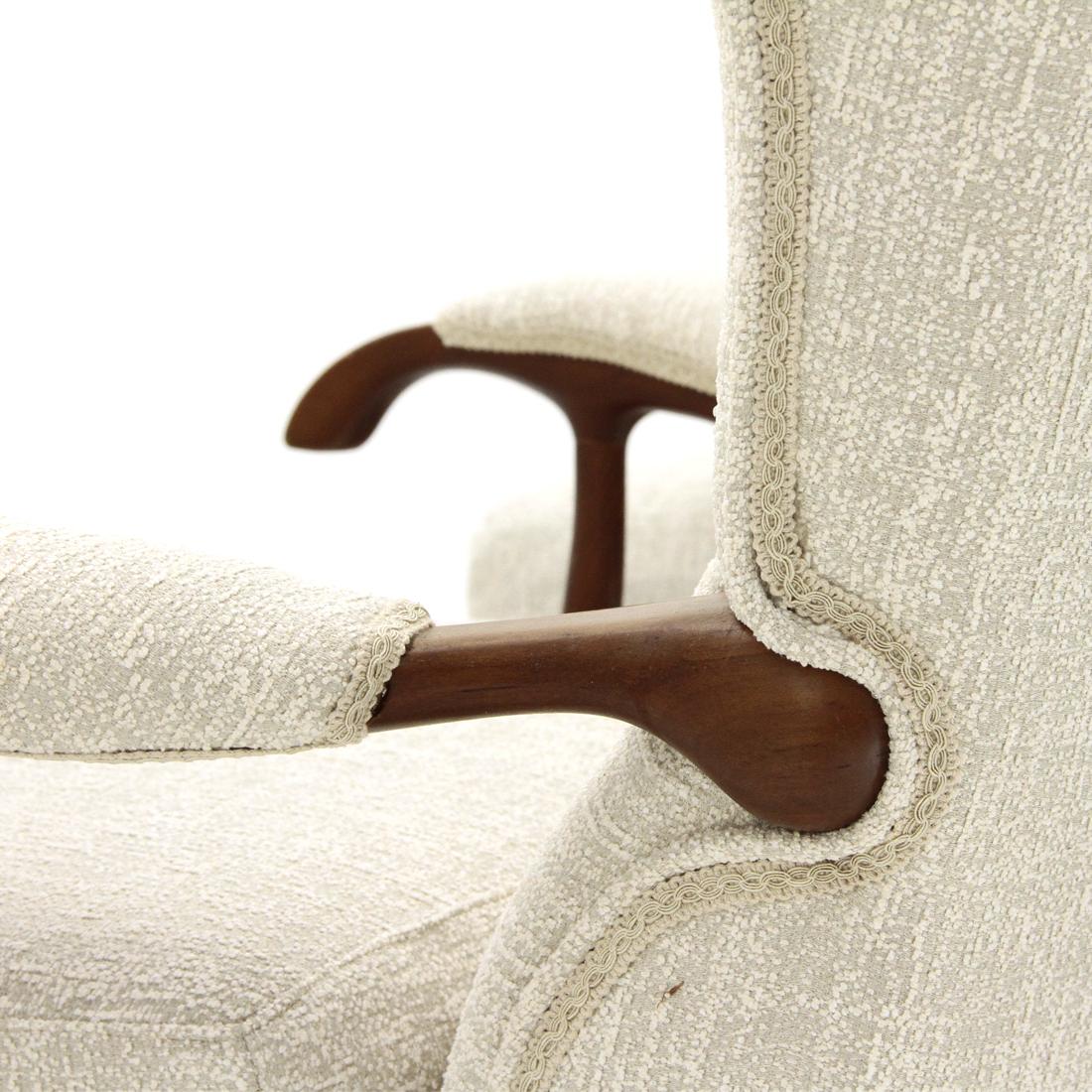 Pair of armchairs in ivory white fabric by Framar, 1950s For Sale 3