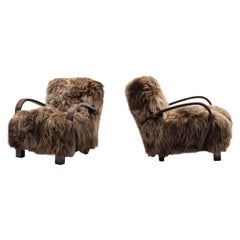 Pair of Armchairs in Longhair Sheepskin, Europe First half of the 20th Century